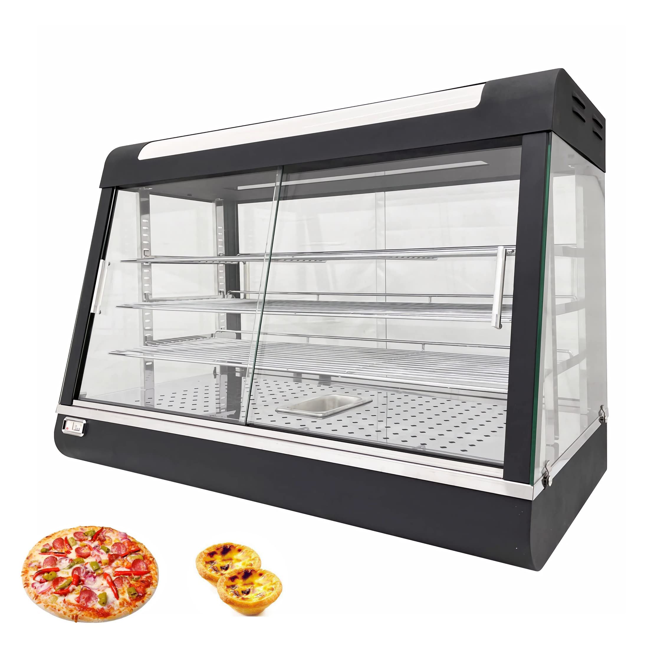 INTSUPERMAI Commercial Food Warmer - 3-Tier Countertop Pizza & Pastry Display Case, 35.43