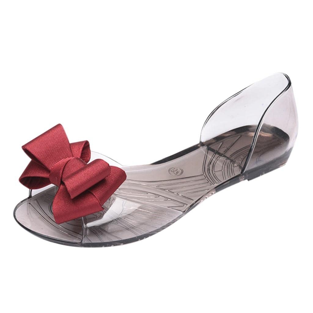 GUGUO Women's Transparent Jelly Sandals - Breathable Open Toe Slip-On Beach Shoes with Bowknot Design | Perfect for Summer, Vacation, Poolside & Casual Wear