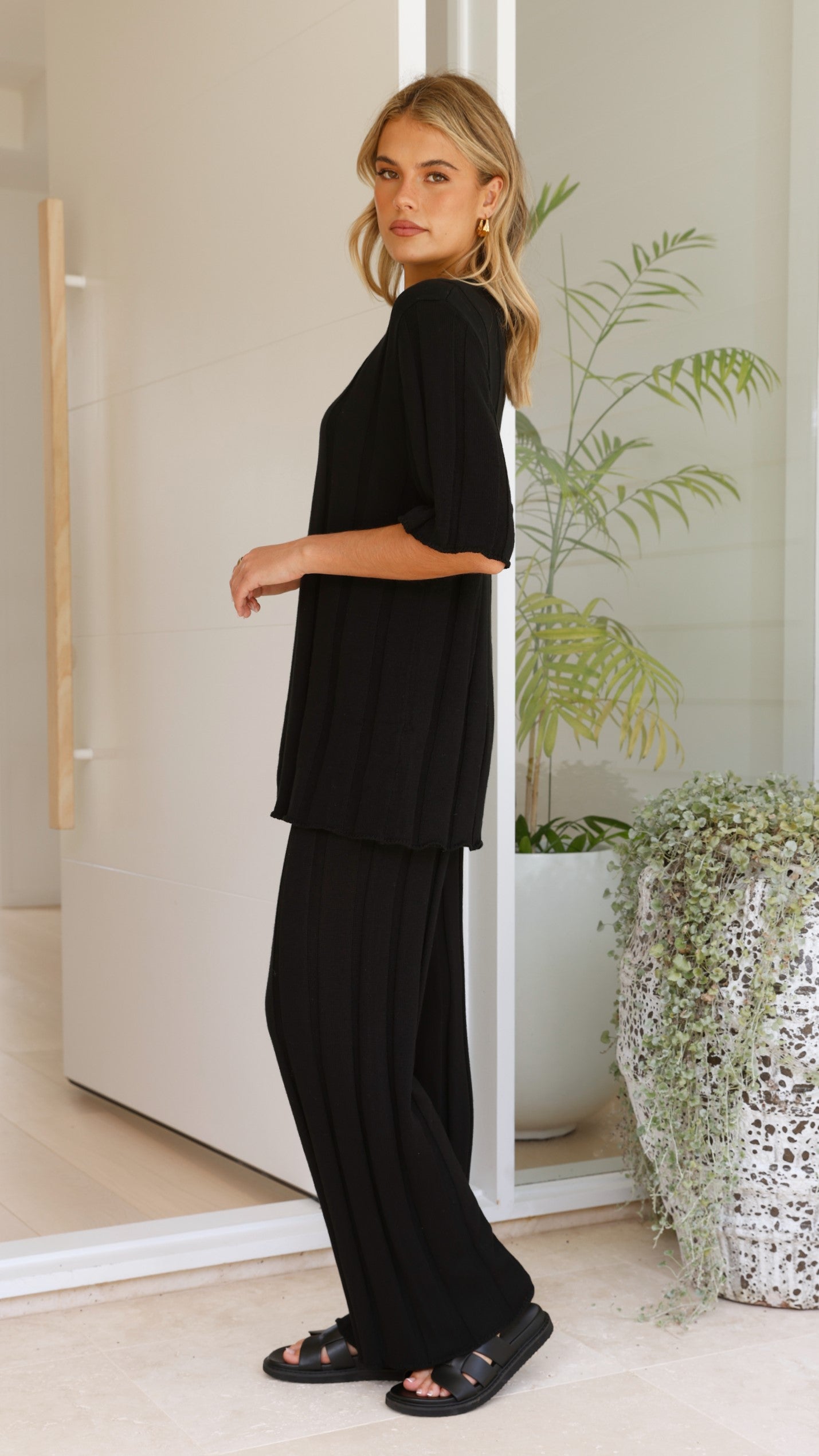 Bayu Knit Pants for Women - Soft Stretchy High Waist Lounge Pants - Black - Perfect for Yoga, Home Wear & Casual Outfits