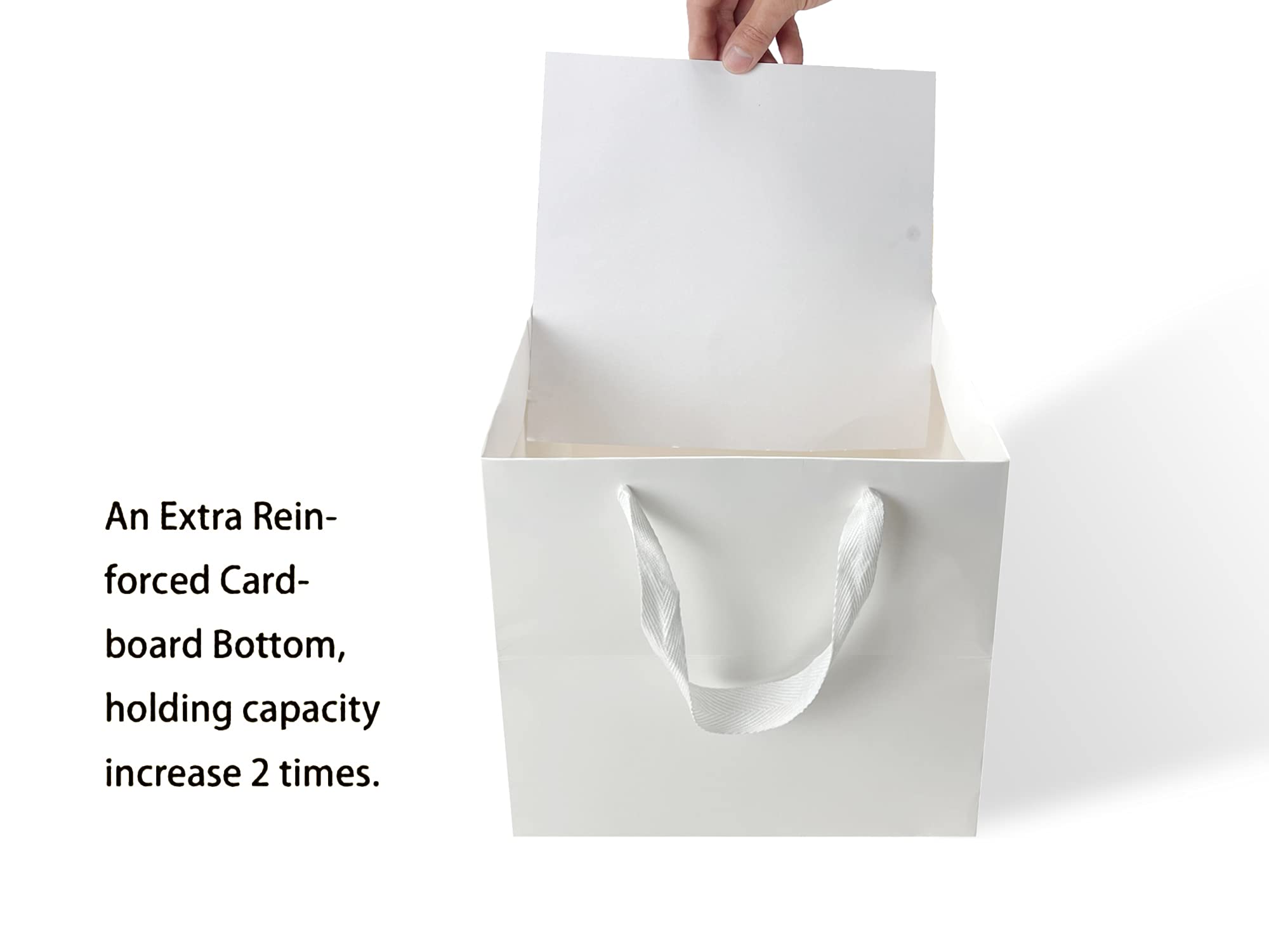 HUAPRINT 12 Pack 12x12x12 Inch Large White Square Gift Bags with Handles - Wedding, Birthday, Party Favor, Retail Shopping, Candy & Cookie Bags - Perfect for Gifts, Merchandise Packaging, Takeout and Craft Storage