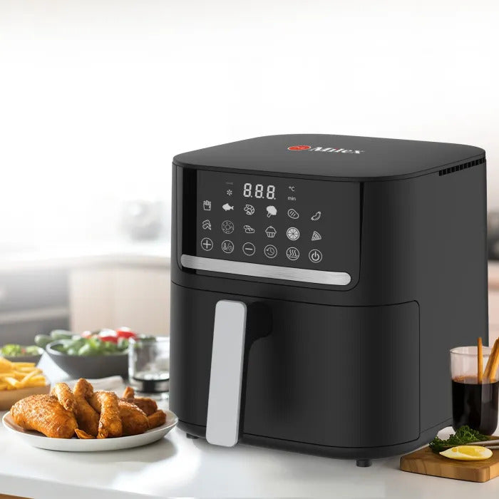 Milex 7L Black Digital Air Fryer - Large Capacity Oil Free Cooker for Healthy Frying, Baking, Roasting - Perfect for Family Meals, Snacks & Quick Cooking
