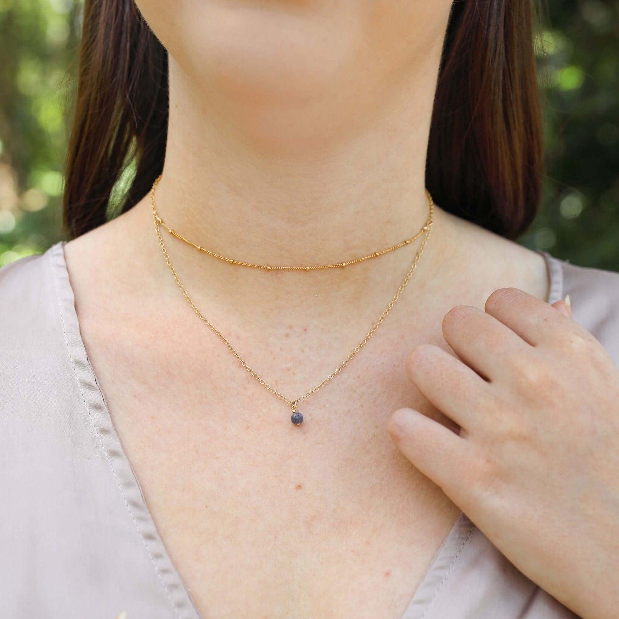 Tanzanite Gemstone Layered Choker Necklace for Women - Elegant Dainty Chain Jewelry for Party, Wedding & Everyday Wear