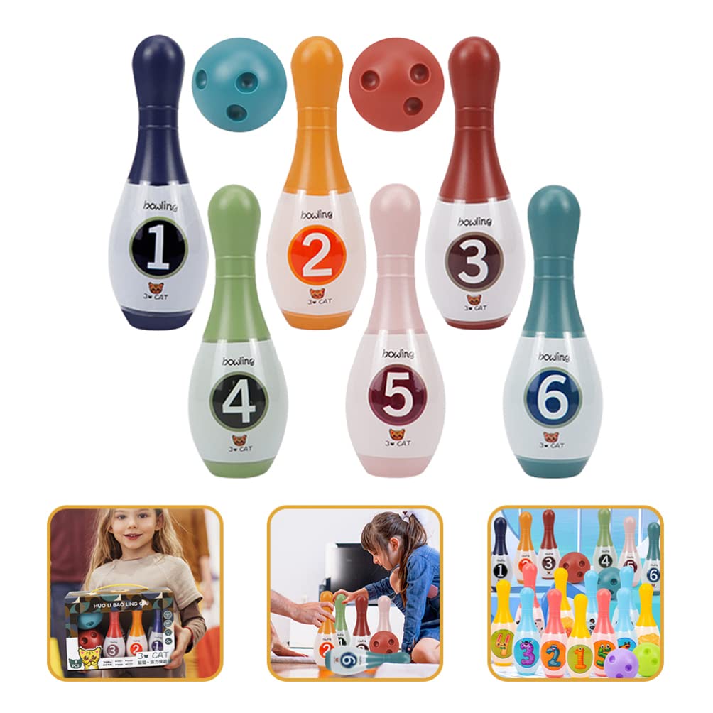 **Kisangel Kids Bowling Set - 6 Bowling Pins & 2 Bowling Balls for Indoor & Outdoor Play - Fun Lawn Games for Children, Birthday Parties, and Backyard Activities**