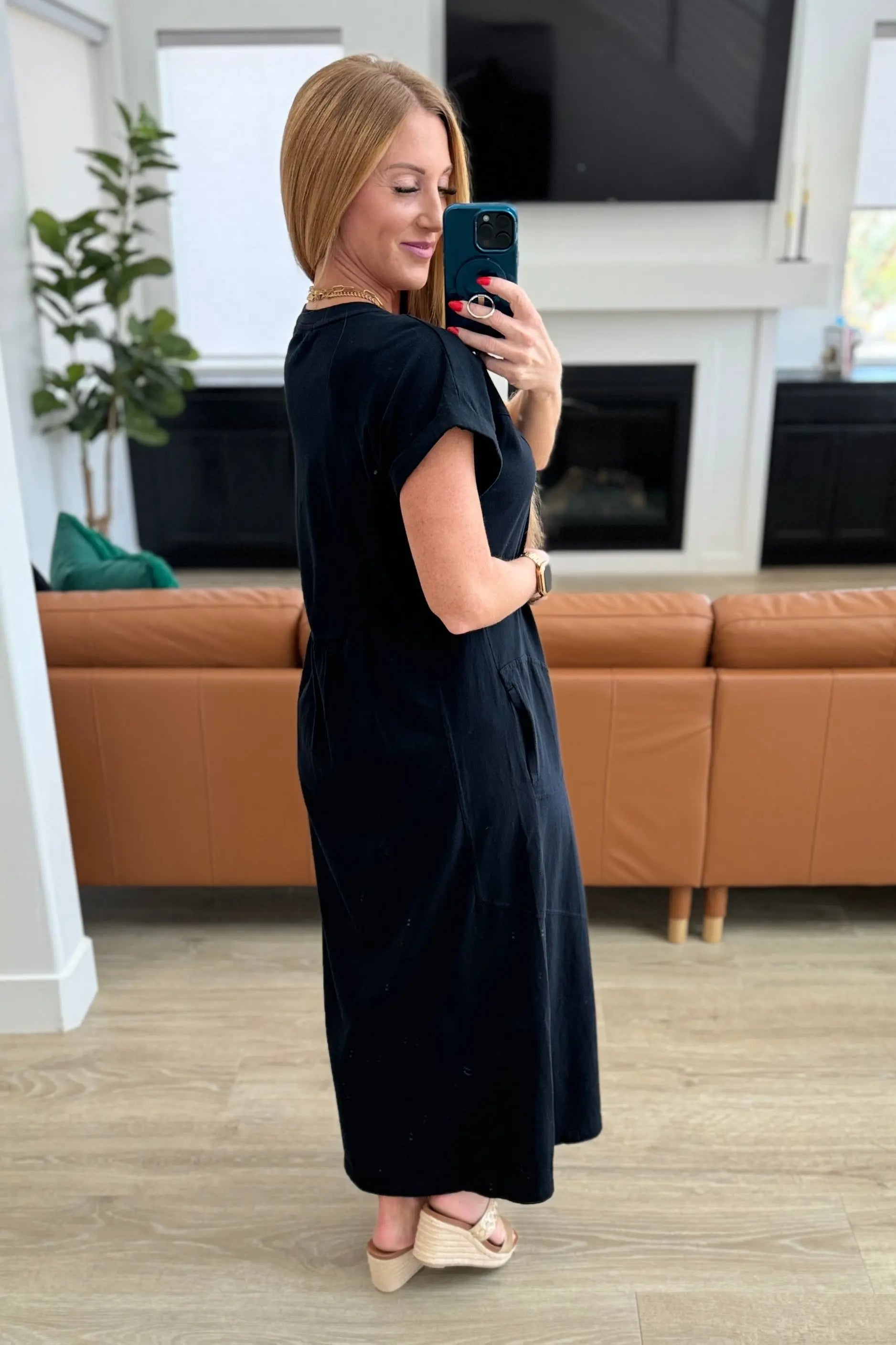 Modern Maritime Shift Maxi Dress in Black | Flowy Beach Cover Up & Summer Vacation Outfit