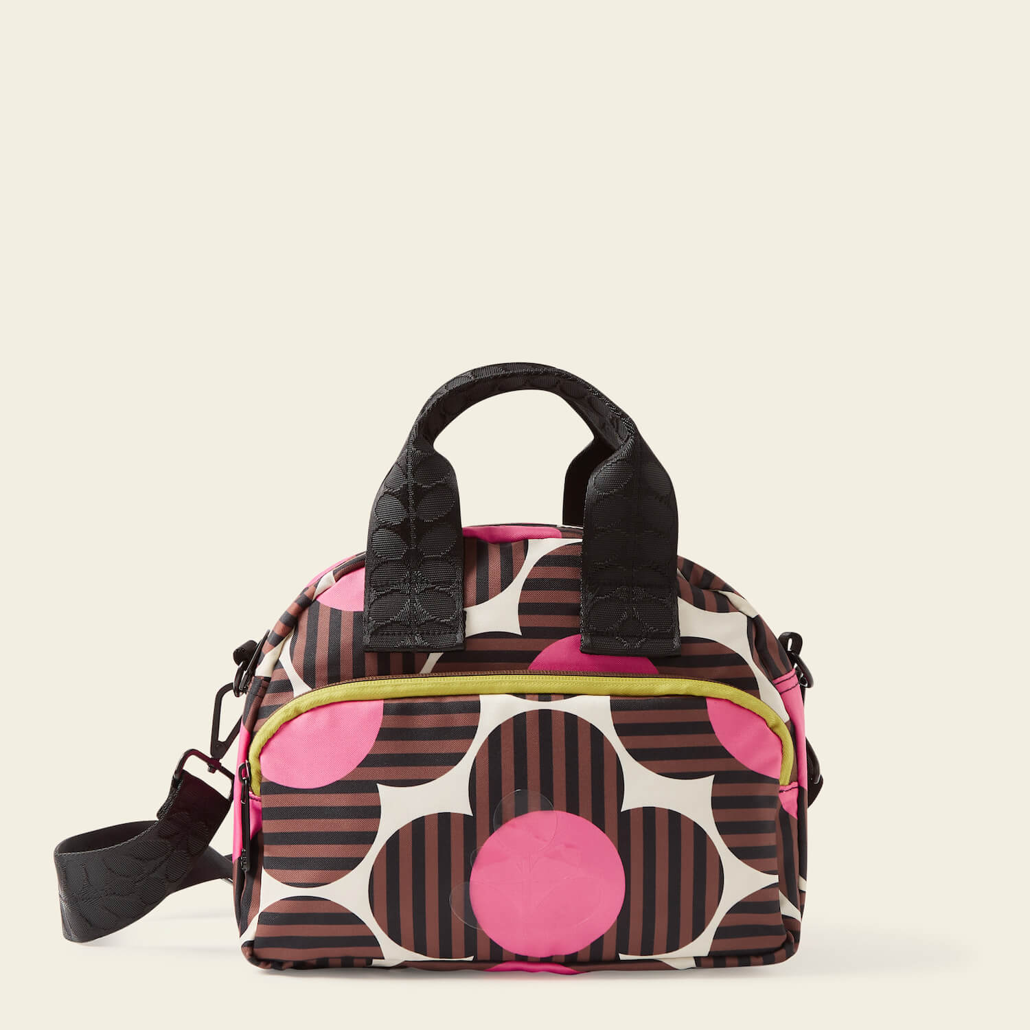 Stylish Radial Handbag with Striped Floral Azalea Design - Perfect for Women's Fashion, Parties, and Everyday Use