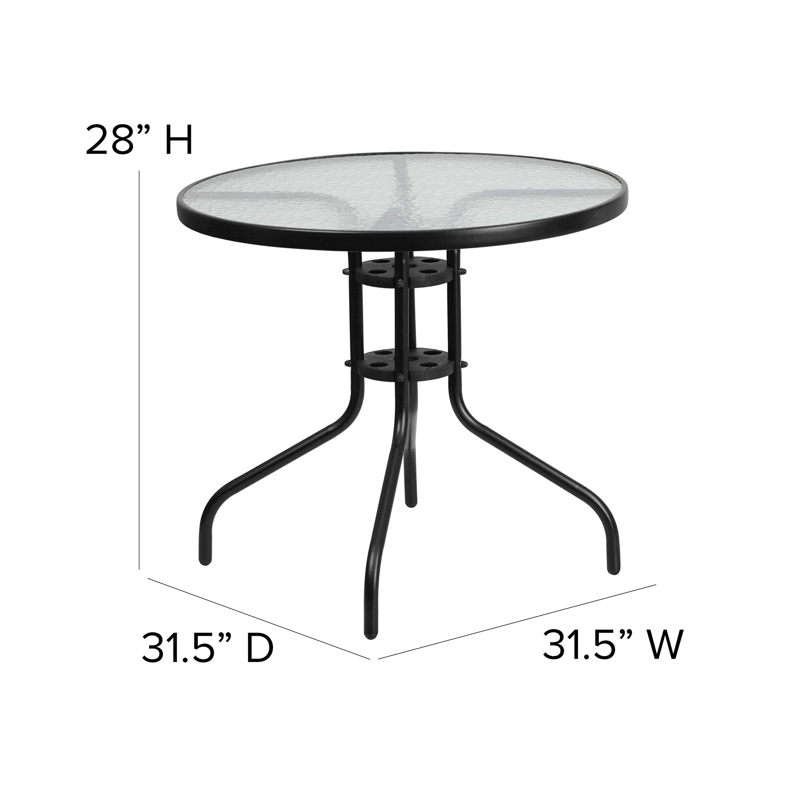 Flash Furniture Brazos 5-Piece Outdoor Patio Dining Set with 4 Brown Flex Comfort Stackable Chairs & 31.5