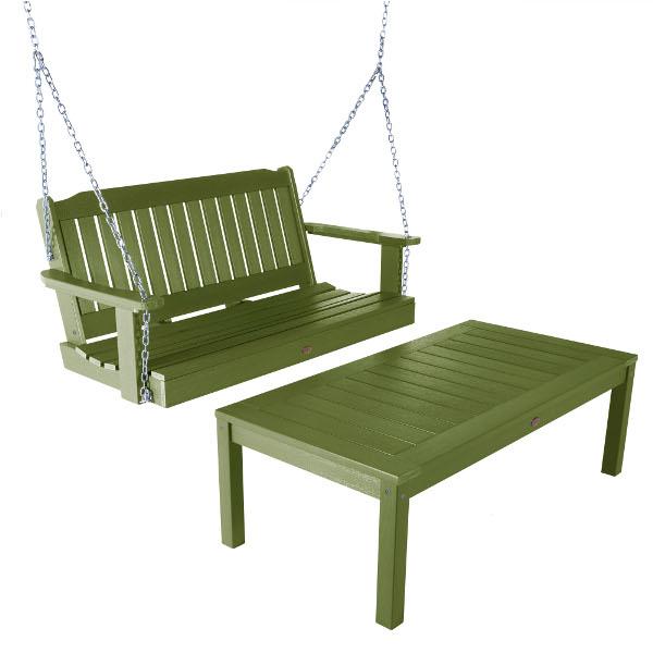 Lehigh 4ft Swing and Coffee Table - Versatile Indoor/Outdoor Furniture for Patio, Living Room, or Office Use