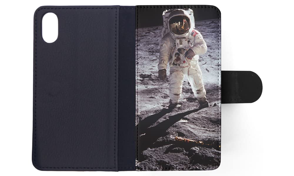 Astronaut Moon Space Ship FLIP Wallet Phone Case for Apple iPhone X & iPhone Xs - Stylish Protective Cover for Everyday Use & Travel
