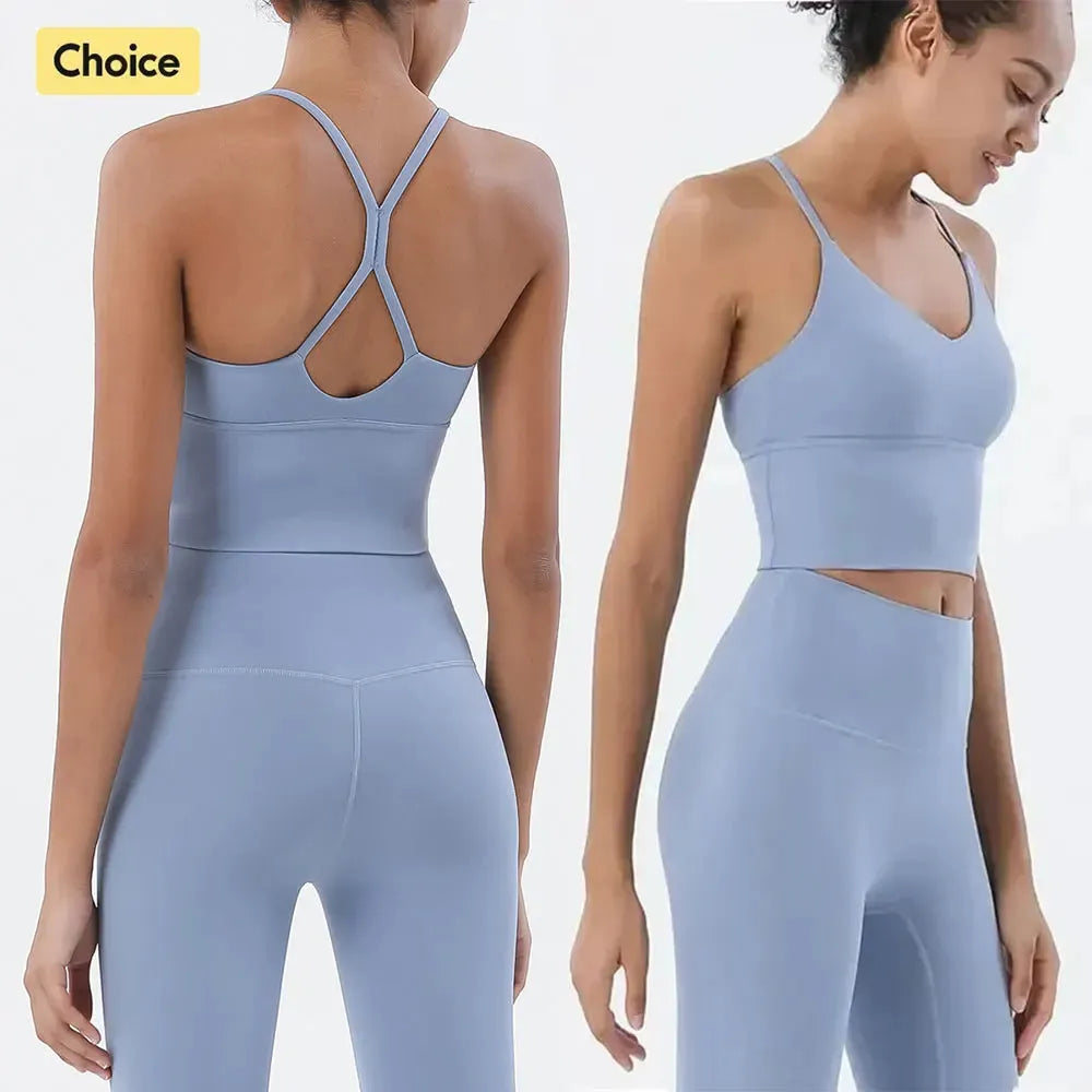 Women's Sports Bra and Leggings Set - Naked Feeling Gym Workout Outfit | Breathable Yoga Fitness Clothing for Running, Pilates & Home Exercises