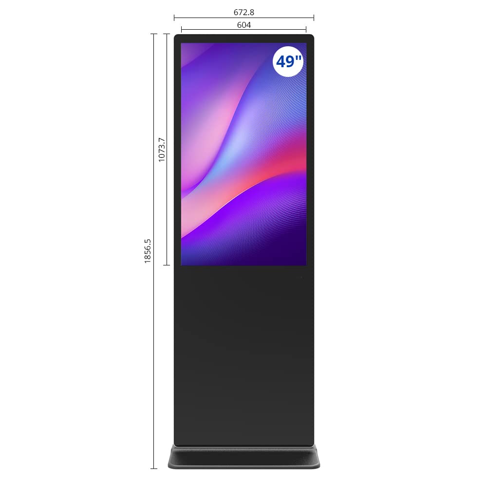 49-inch Interactive Digital Signage LCD Display - Full HD 1080p Floor Standing Kiosk with 10-Point Infrared Touch Screen for Retail Stores, Museums & Public Spaces