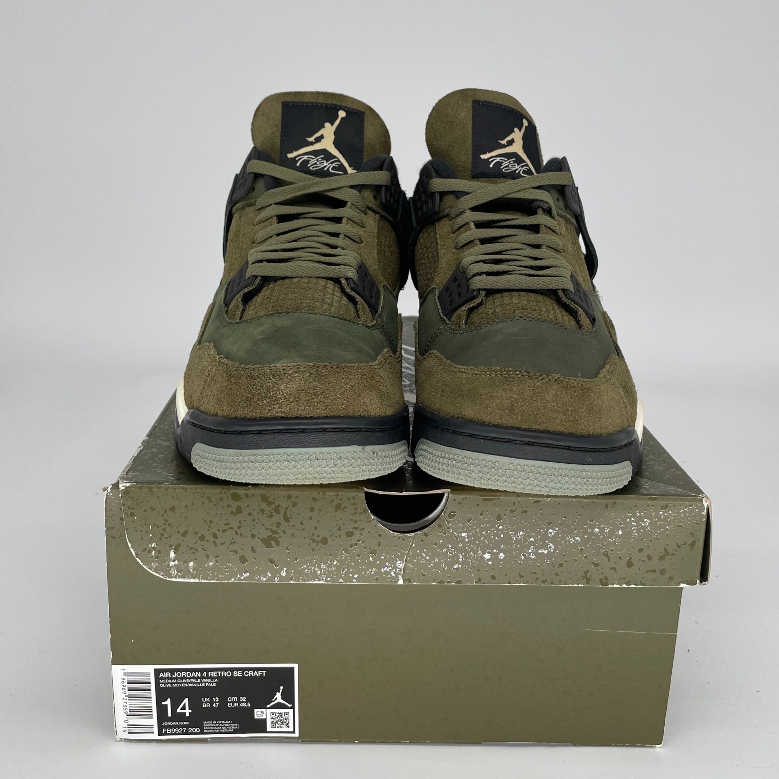 AIR JORDAN 4 CRAFT MEDIUM OLIVE Men's Basketball Shoes Size 14 FB9927-200 - Perfect for Streetwear Fashion & Basketball Games