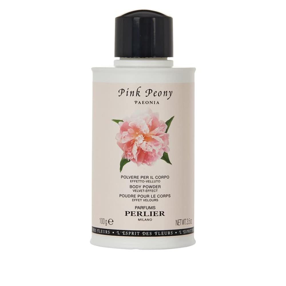 Perlier Pink Peony Body Powder 3.5 oz - Talc-Free, Silky Smooth & Long-Lasting Fragrance | Perfect for Post-Shower, Summer Days & Special Occasions