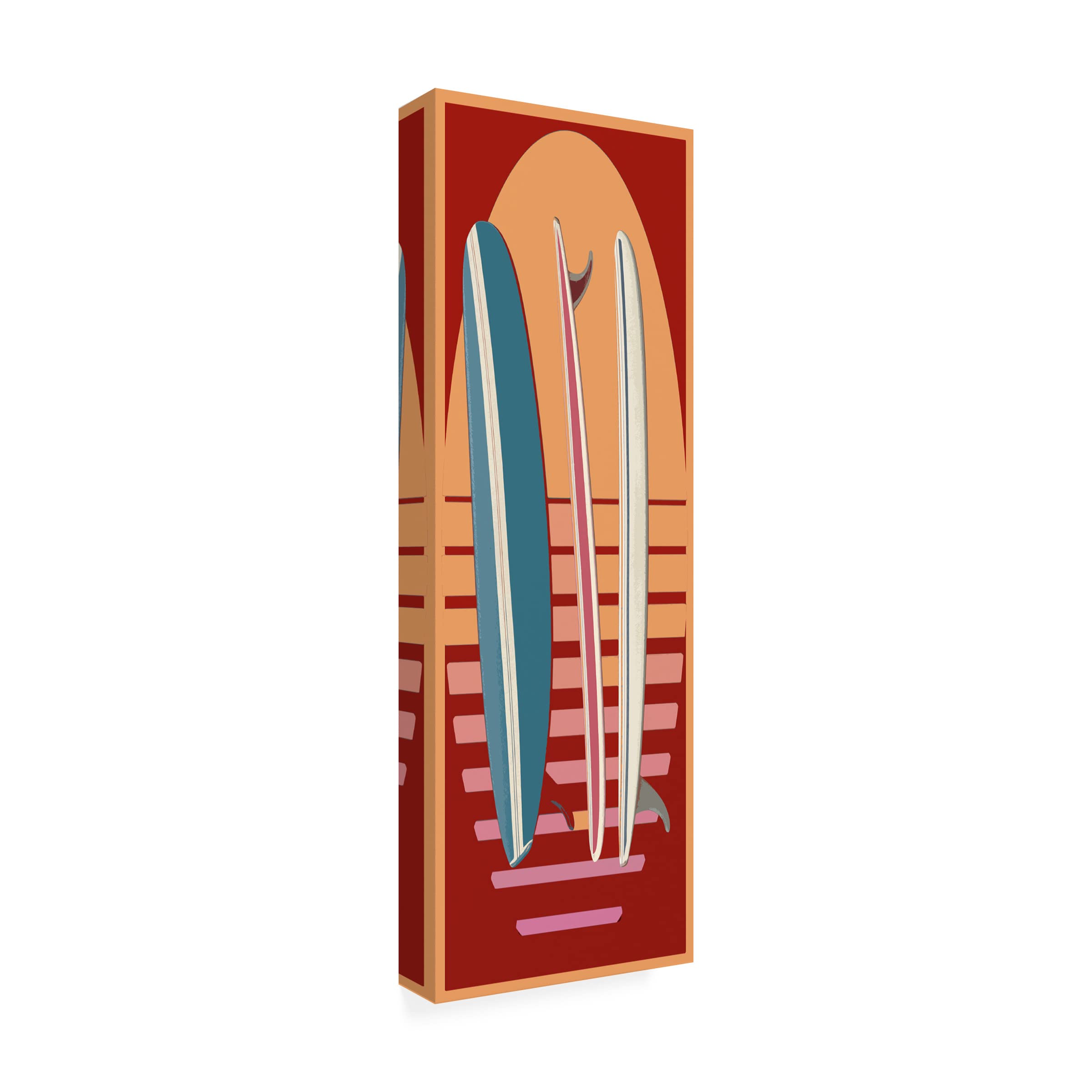 Edward M Fielding 'Surfboard Sunset' Canvas Wall Art Print - Coastal Beach Decor for Living Room, Bedroom & Office - Premium Trademark Fine Art Collection
