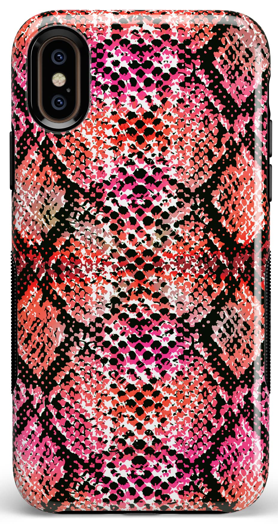 Casely iPhone X/XS Case - Stylish Red Snake Skin Phone Cover | Durable Protection for Everyday Use, Travel & Work