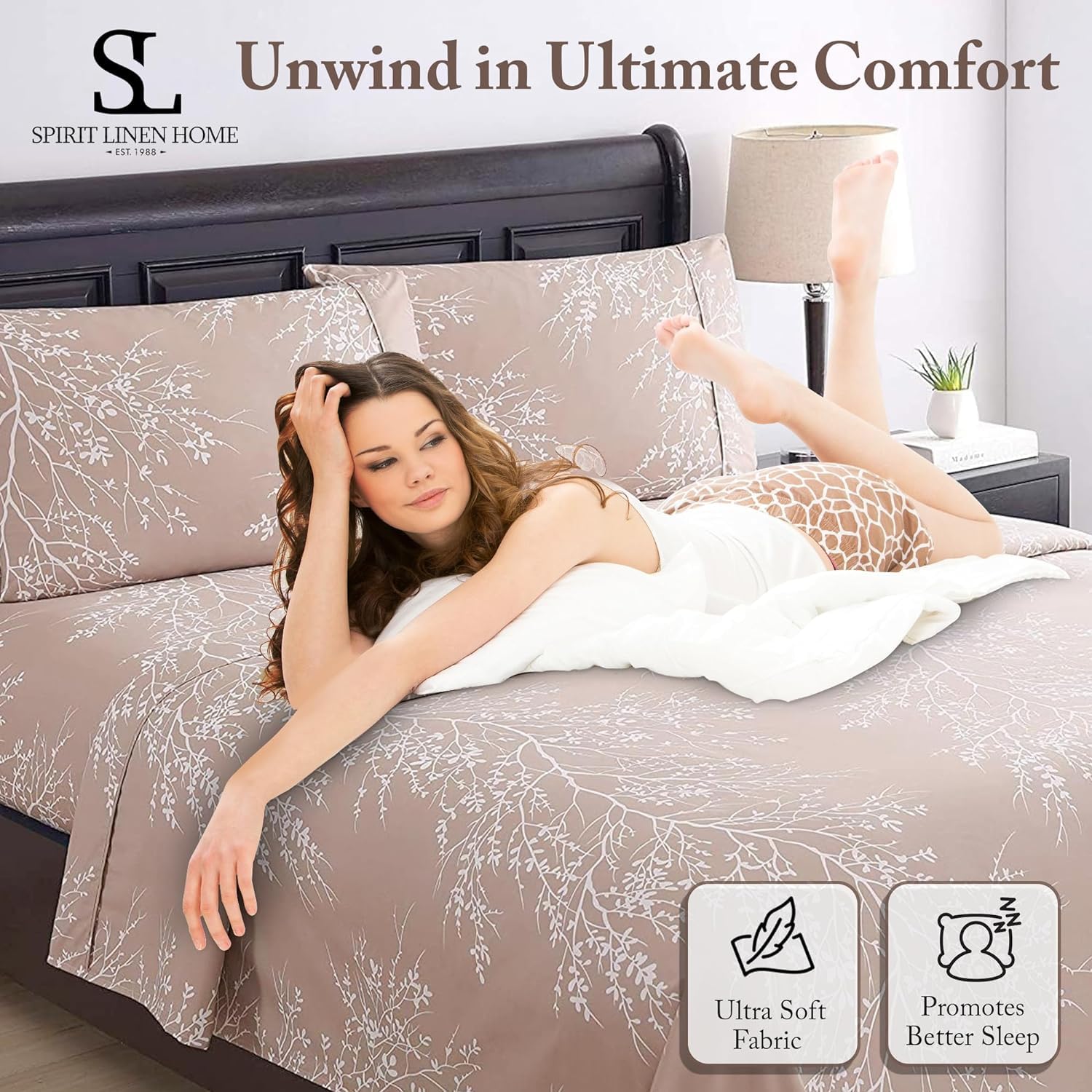 Premium 4-Piece Full Size Sheets Set - 100% Soft Microfiber Polyester Bedding - Breathable All-Season Bed Sheets (Foliage Navy/White) - Perfect for Guest Rooms, Dorms & Cozy Bedrooms