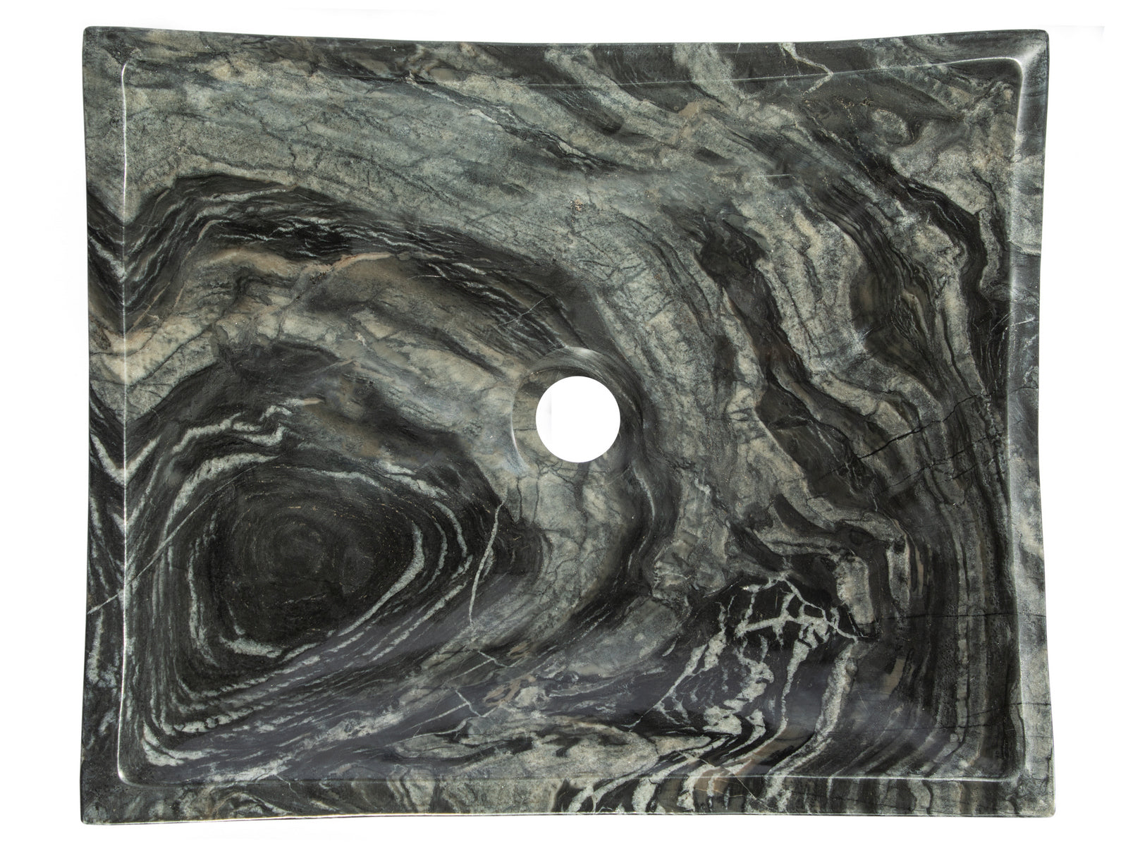 Deep Zen Sink - Handcrafted Wooden Black Marble Bathroom Vessel Sink for Modern & Zen Style Home Decor - Perfect for Spa, Bathroom Vanity, and Luxury Interior Design