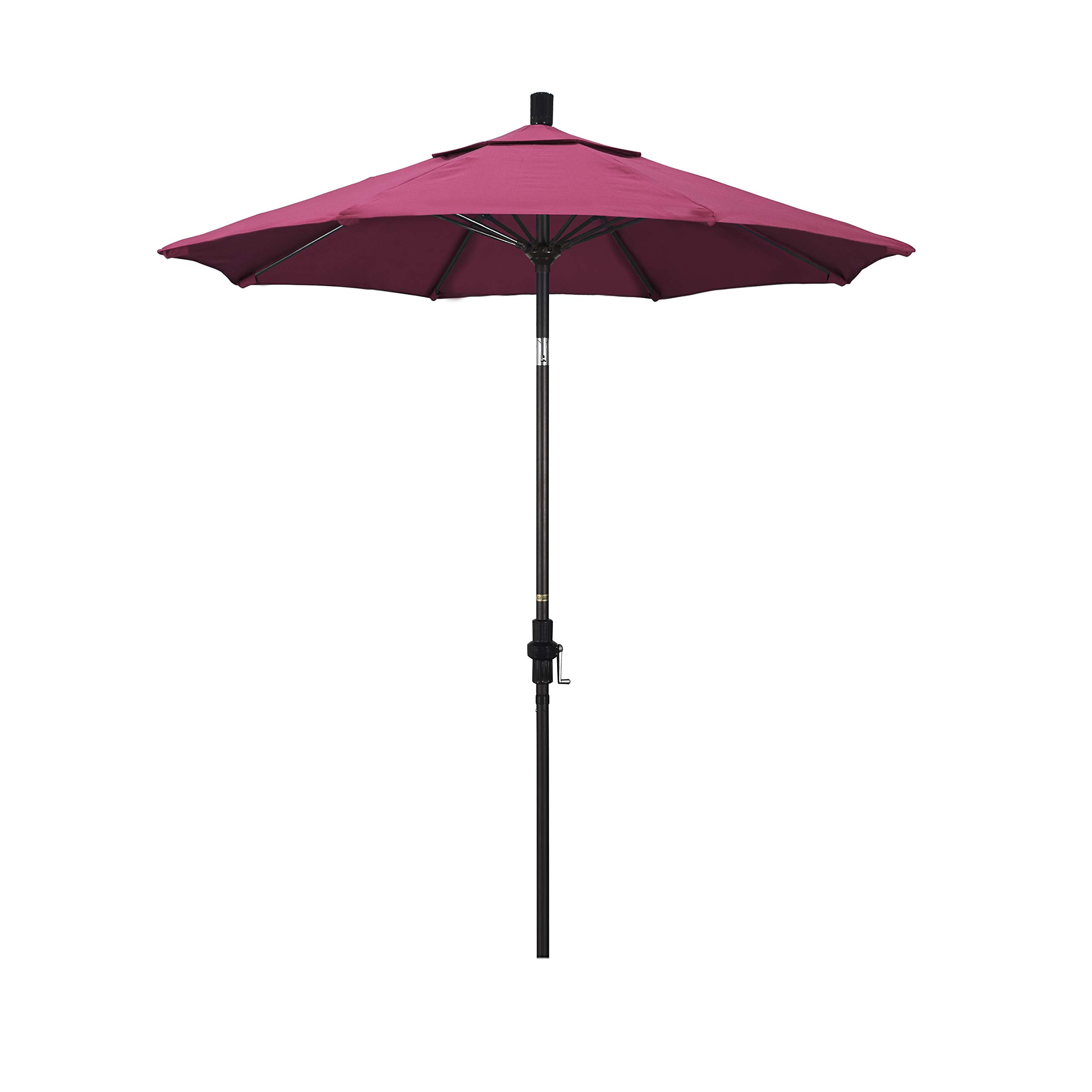 7.5' Round Patio Umbrella with Crank Lift & Tilt - Aluminum Pole & Fiberglass Ribs - Sunbrella Hot Pink Fabric - Bronze Finish - Perfect for Poolside, Backyard, and Outdoor Dining