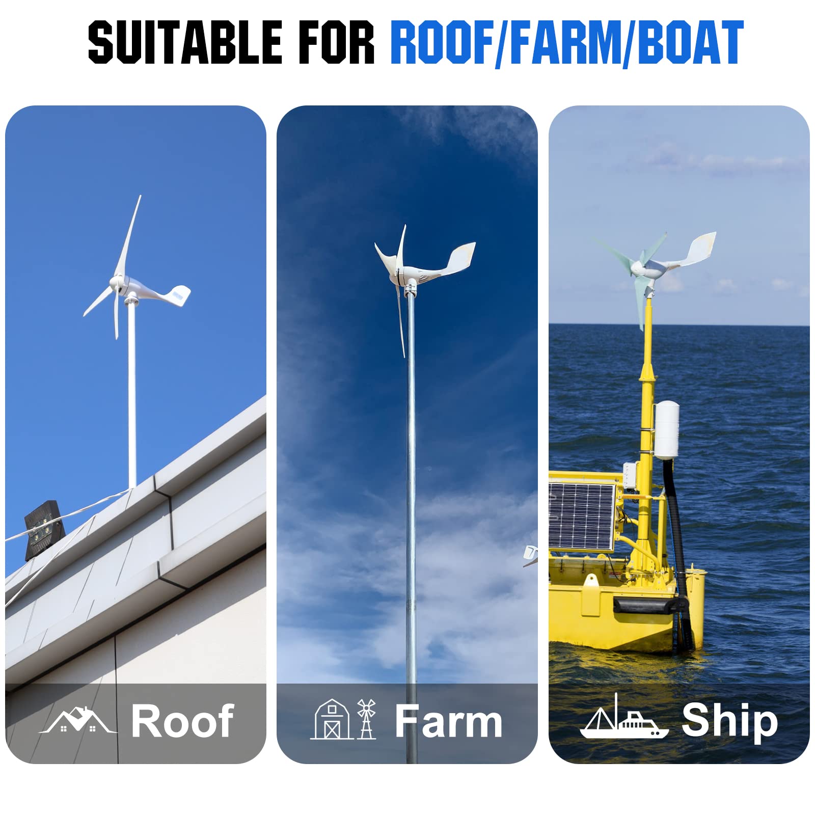 ECO-WORTHY 400W Wind Turbine Generator Power Kit with 40A PWM Solar Wind Hybrid Controller - Renewable Energy System for Home, Monitoring, Streetlight, Boat & Off-Grid Power Supply | Perfect for Remote Cabins, RV Living & Emergency Backup Power