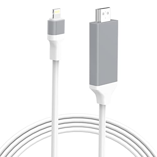 Apple MFi Certified Lightning to HDMI Adapter Cable - 6.6ft White - 1080p HD Digital AV Connector for iPhone/iPad/iPod - Watch Movies & Play Games on TV/Projector/Monitor
