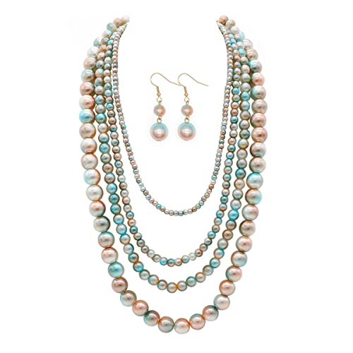 Colorful pearl strand necklaces