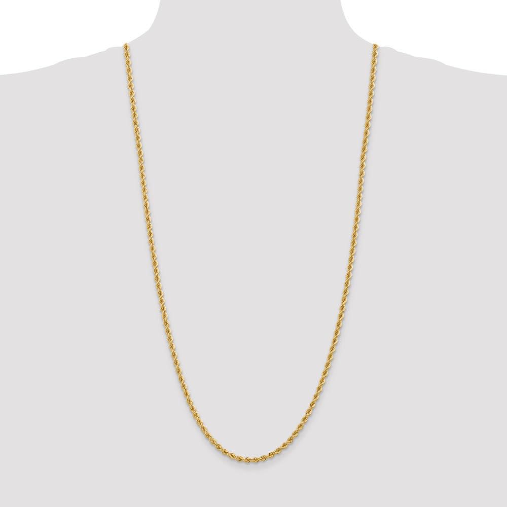 The Black Bow 3.65mm 14k Yellow Gold Handmade Solid Rope Chain Necklace - Perfect for Everyday Wear, Gifts, and Special Occasions