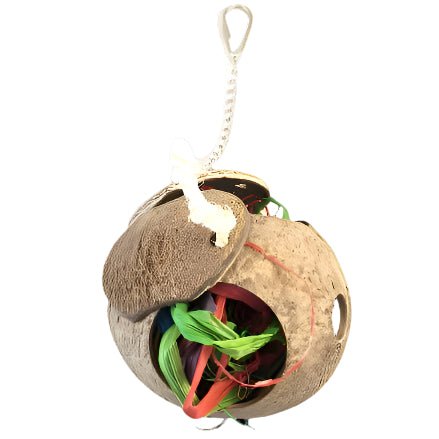 Moss Hollow & Tweeters Coco Foraging Toy for Birds - Natural Chew & Foraging Enrichment - Perfect for Parrots, Cockatiels & Small Birds - Cage & Play Gym Accessory