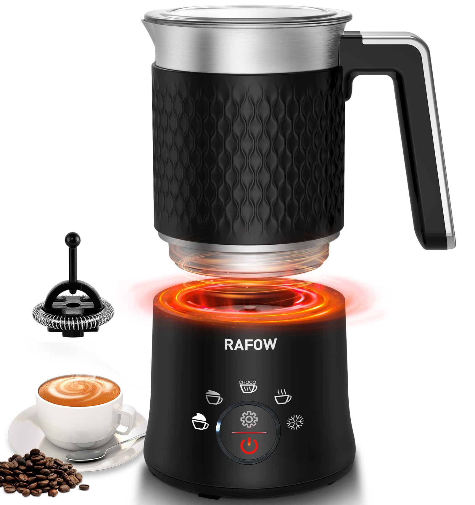 5-in-1 Electric Milk Frother & Steamer - 11.8oz Automatic Hot & Cold Foam Maker, Milk Warmer for Coffee, Latte, Cappuccino & Hot Chocolate - Dishwasher Safe, Quiet Operation - Perfect for Home Kitchen, Office & Coffee Shops