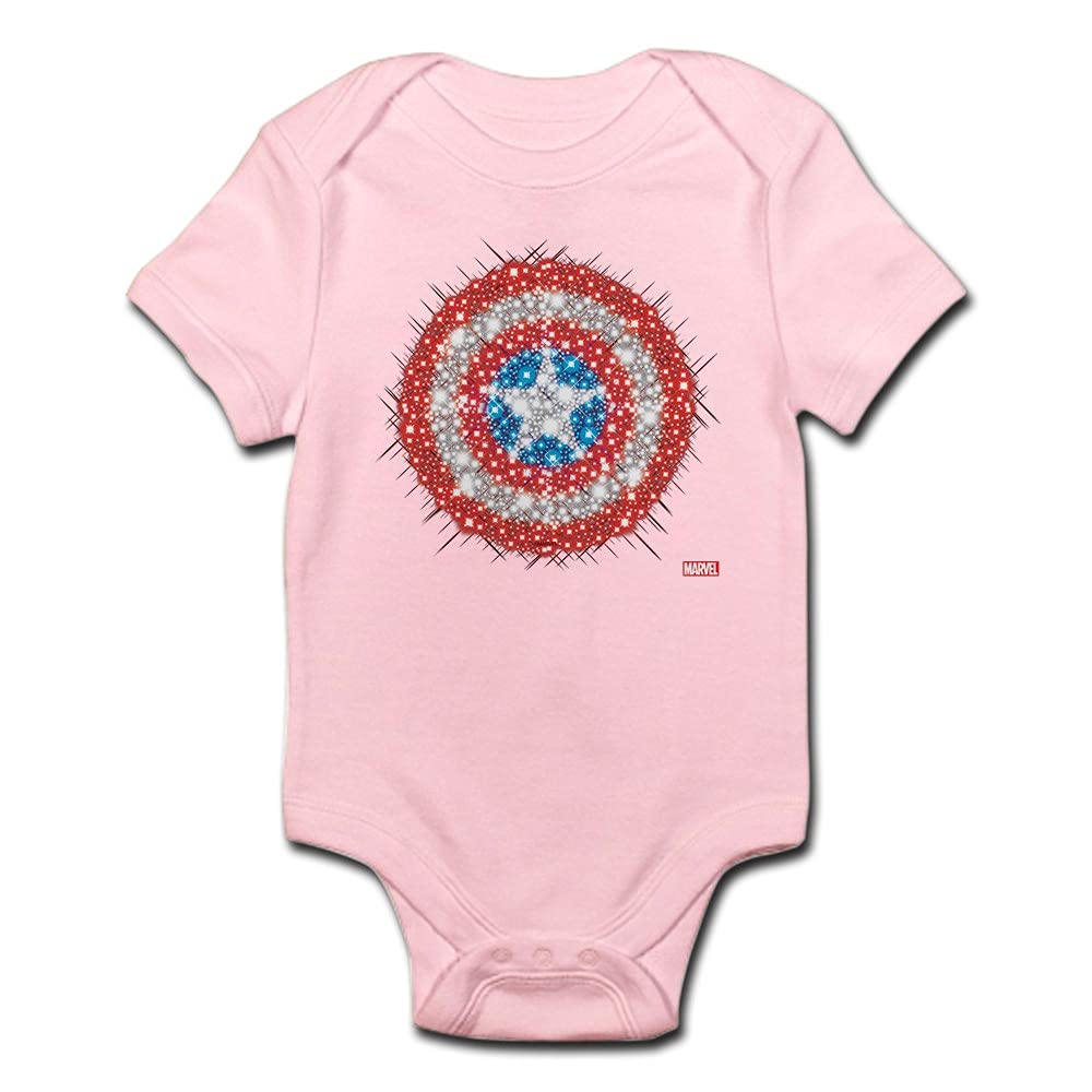 Captain America Shield Bling Baby Bodysuit - Cute Superhero Outfit for Infants & Toddlers | Perfect for Birthday Parties, Halloween Costumes & Marvel-Themed Events
