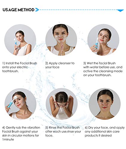 Electric Toothbrush Replacement Heads & Facial Cleansing Brush Attachments - Soft Bristles for Deep Cleaning (Blue) | Compatible with Most Electric Toothbrushes | Perfect for Daily Oral Care & Gentle Skin Cleansing