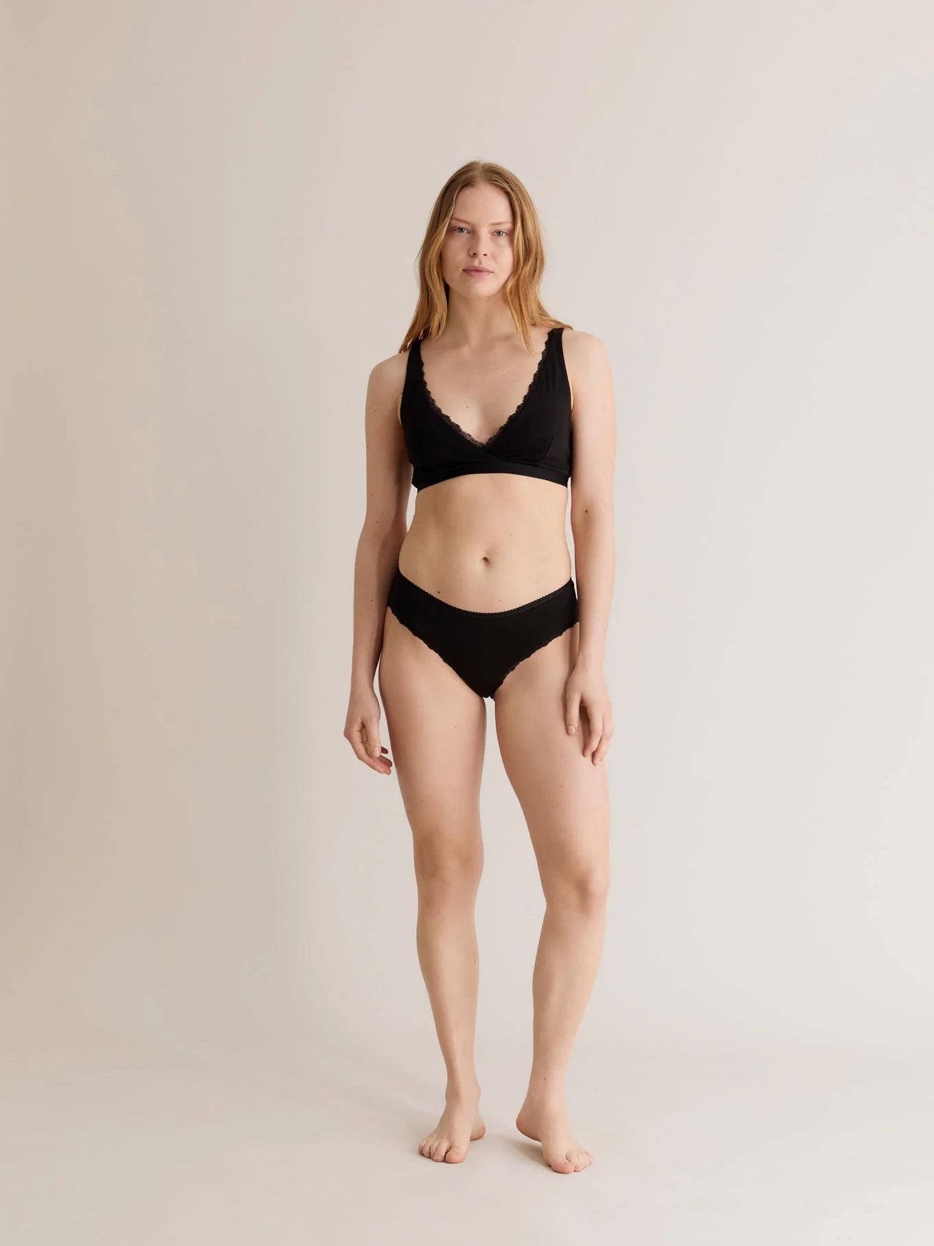 Komodo Paloma Organic Cotton Lace Trim Briefs - Black | Women's Comfortable Underwear for Everyday Wear & Special Occasions