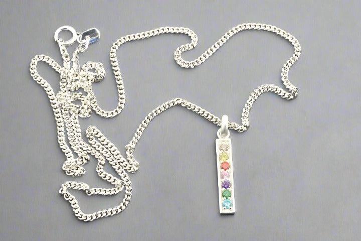 CZ Rainbow Drop Pendant Necklace - Sterling Silver 925 Jewelry for Women - Perfect for Gifts, Parties & Everyday Wear