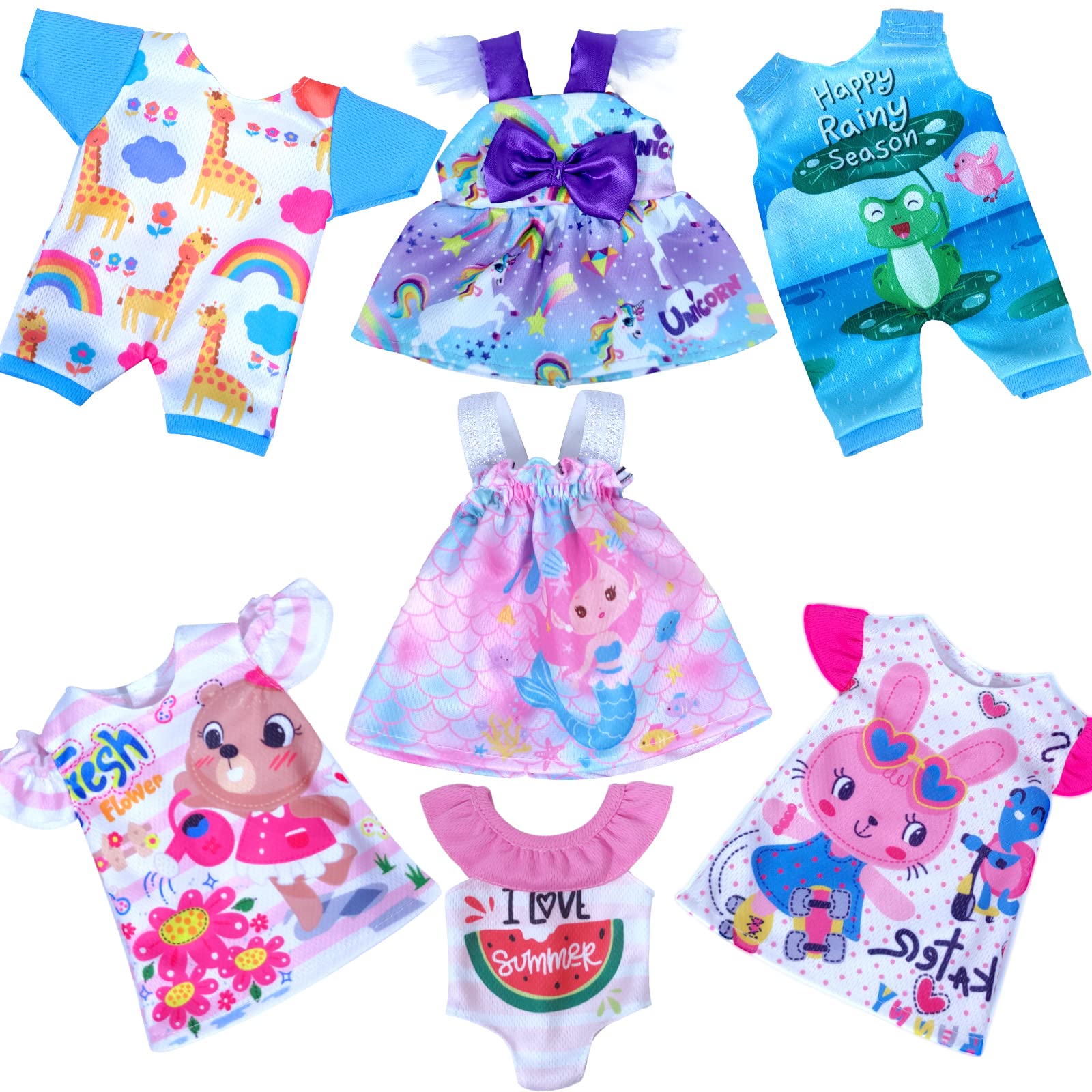 Alive Baby Doll Clothes 7-Piece Set - Outfits, Dresses & Swimsuit for 10-12 Inch Dolls - Perfect Gift for Girls Birthday, Christmas & Role Play | Playtime, Dress-Up & Collectible Scenes