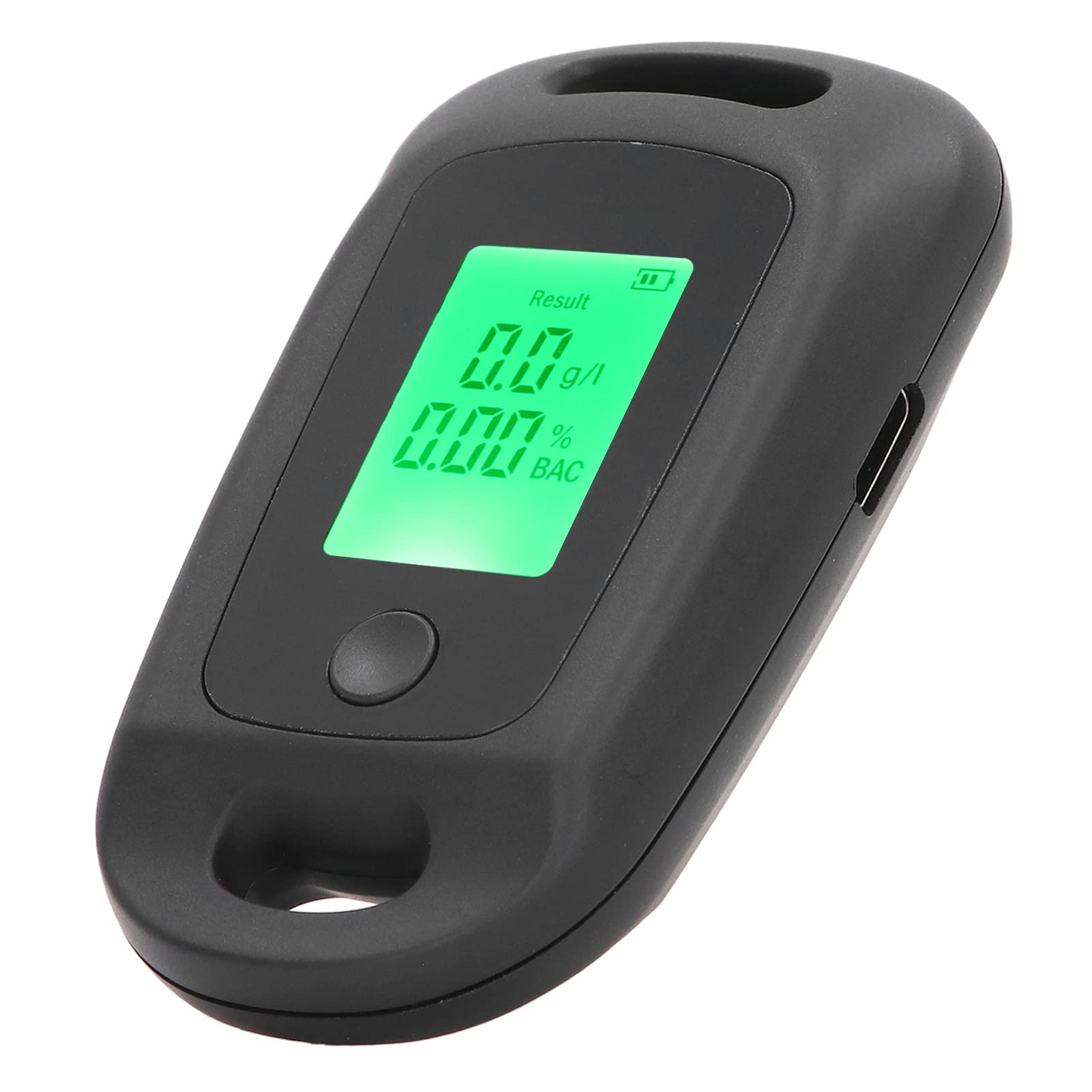 CHICIRIS Portable Breathalyzer - USB Rechargeable Alcohol Tester with Hanging Hole, High Accuracy 3.7V Battery & Built-in Light | Lightweight Design for Personal & Professional Use | Perfect for Nightlife, Workplace Testing & Road Safety (Black)