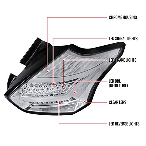 Fits 15-18 Hatchback LED Clear Parking Tail Lights & Rear Brake Lamps Pair - Upgrade Your Car's Style & Safety for Night Driving & Parking