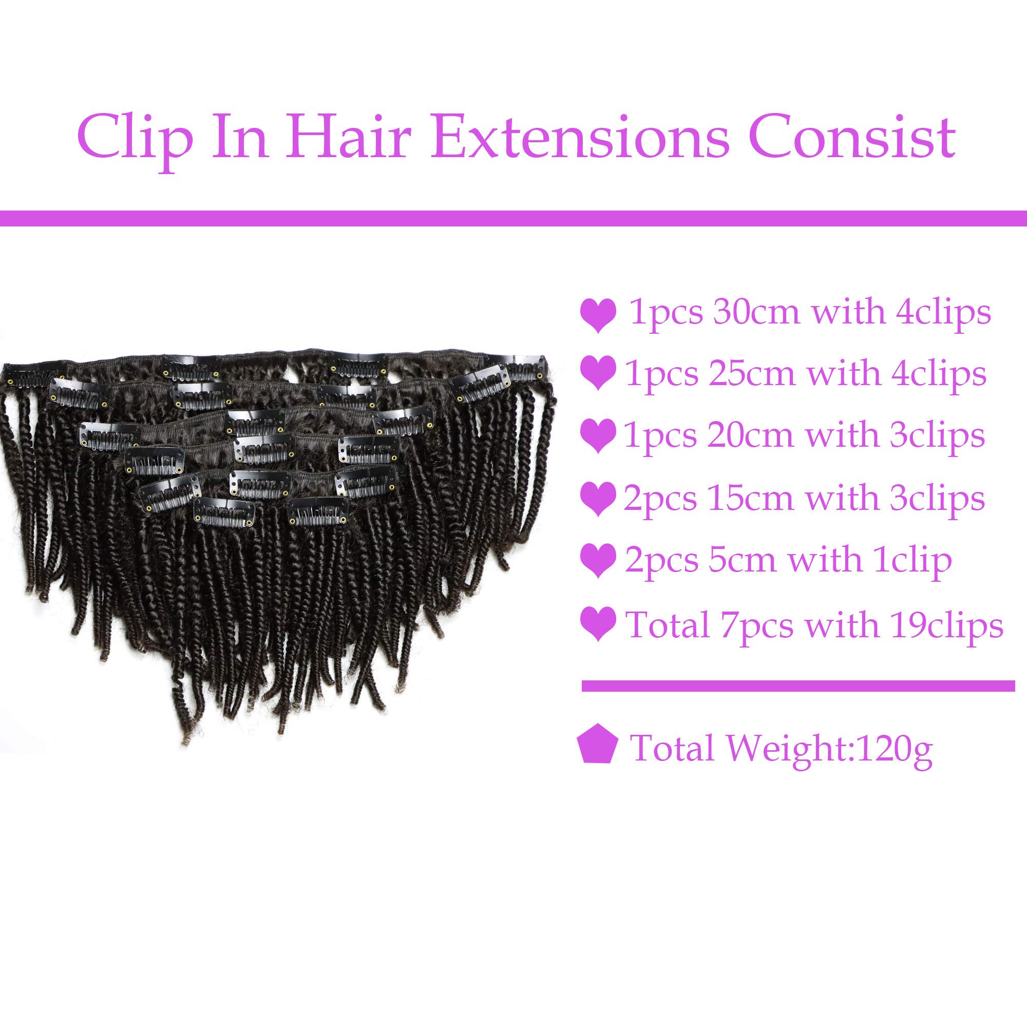 Virgin Human Hair Clip In Extensions 4C Afro Kinky Curly Tight Smallest Curls - 120g Real Human Hair Weave (Natural Color 4C Curly Clip Ins, 14 Inch) for Black Women & Protective Styles - Perfect for Daily Wear, Parties & Special Occasions