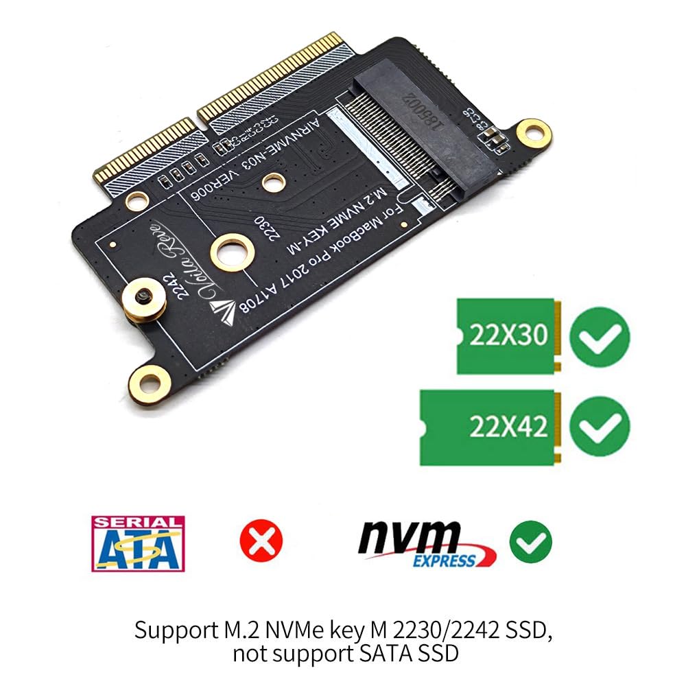 M.2 NVME SSD Adapter for MacBook Pro 2016-2017 A1708 - 22+34 Pin Connector | Upgrade Your Laptop Storage for Faster Performance & Gaming