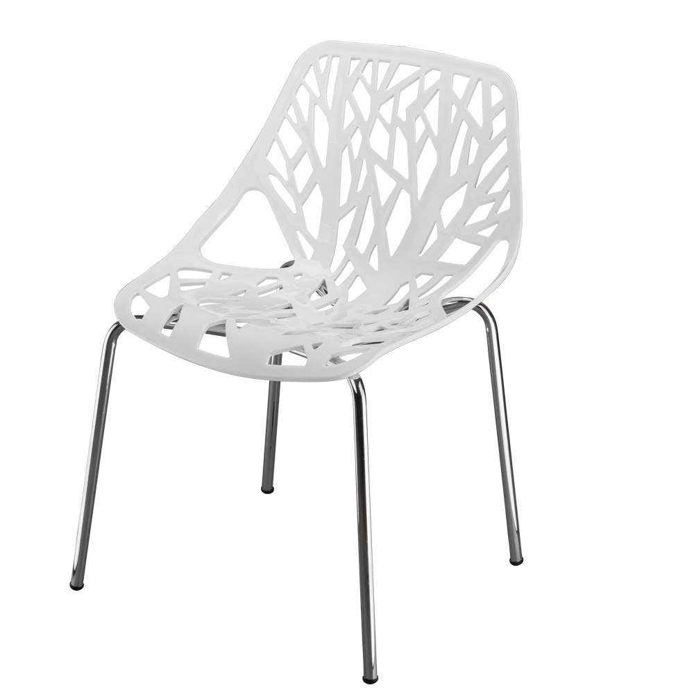 4pcs Modern Bird's Nest Style Lounge Chairs - White Wicker Dining Chairs for Kitchen, Living Room, Patio, Garden & Balcony - Comfortable Indoor Outdoor Home Furniture Decor (Perfect for Relaxing, Dining & Entertaining)