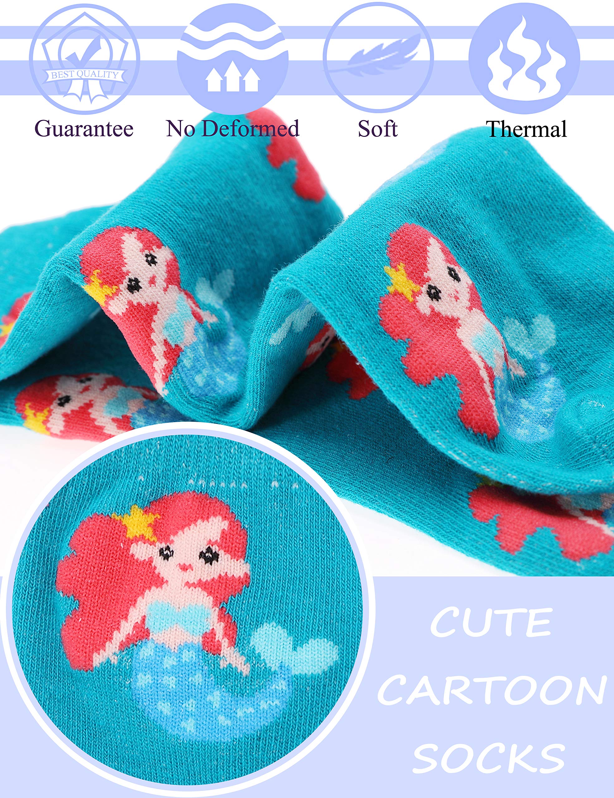 **Anlisim Girls Socks 6-Pack - Cute Animal Print Cotton Socks for Kids, Soft & Comfortable, Novelty Cartoon Design - Perfect for School, Play & Everyday Wear**