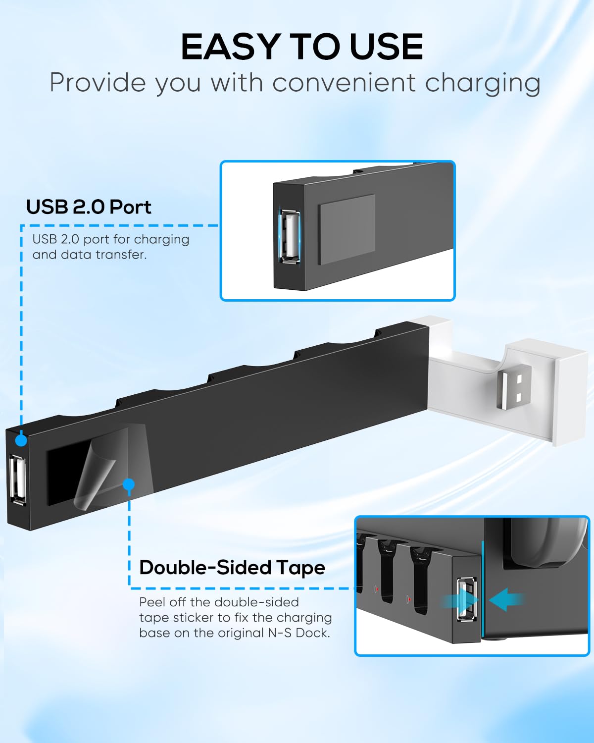 FYOUNG Switch & Switch OLED Joy-Con Charging Dock Station with LED Indicator - White | Fast Charging Stand for Nintendo Switch Joy-Con Controllers | Perfect for Gaming, Travel & Multiplayer Sessions