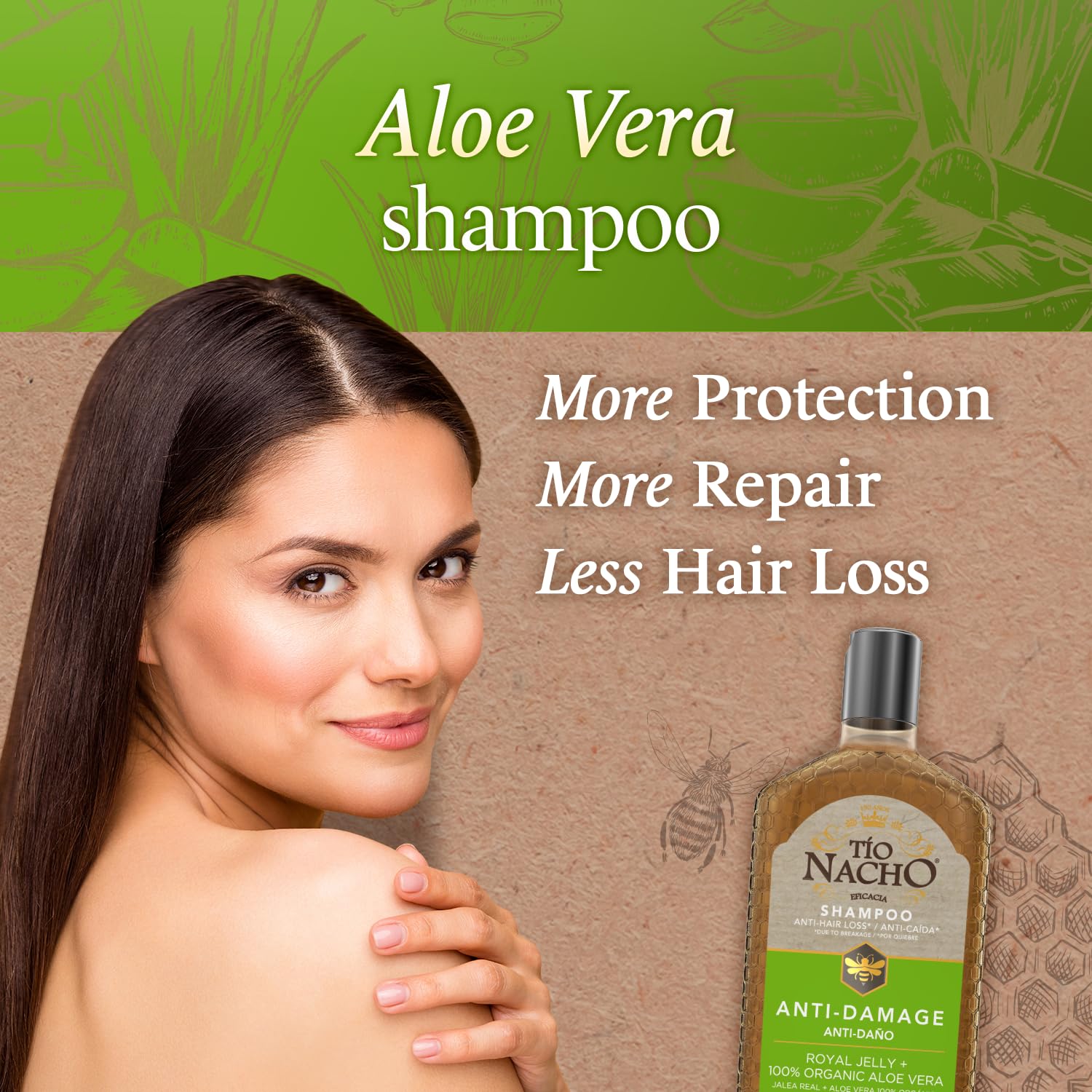 Tio Nacho Aloe Vera Deep Repair Shampoo & Conditioner Set - Organic Aloe Vera, Royal Jelly & Vegetable Keratin for Damaged Hair - 14 Oz Each - Perfect for Dry, Frizzy & Color-Treated Hair at Home or Salon