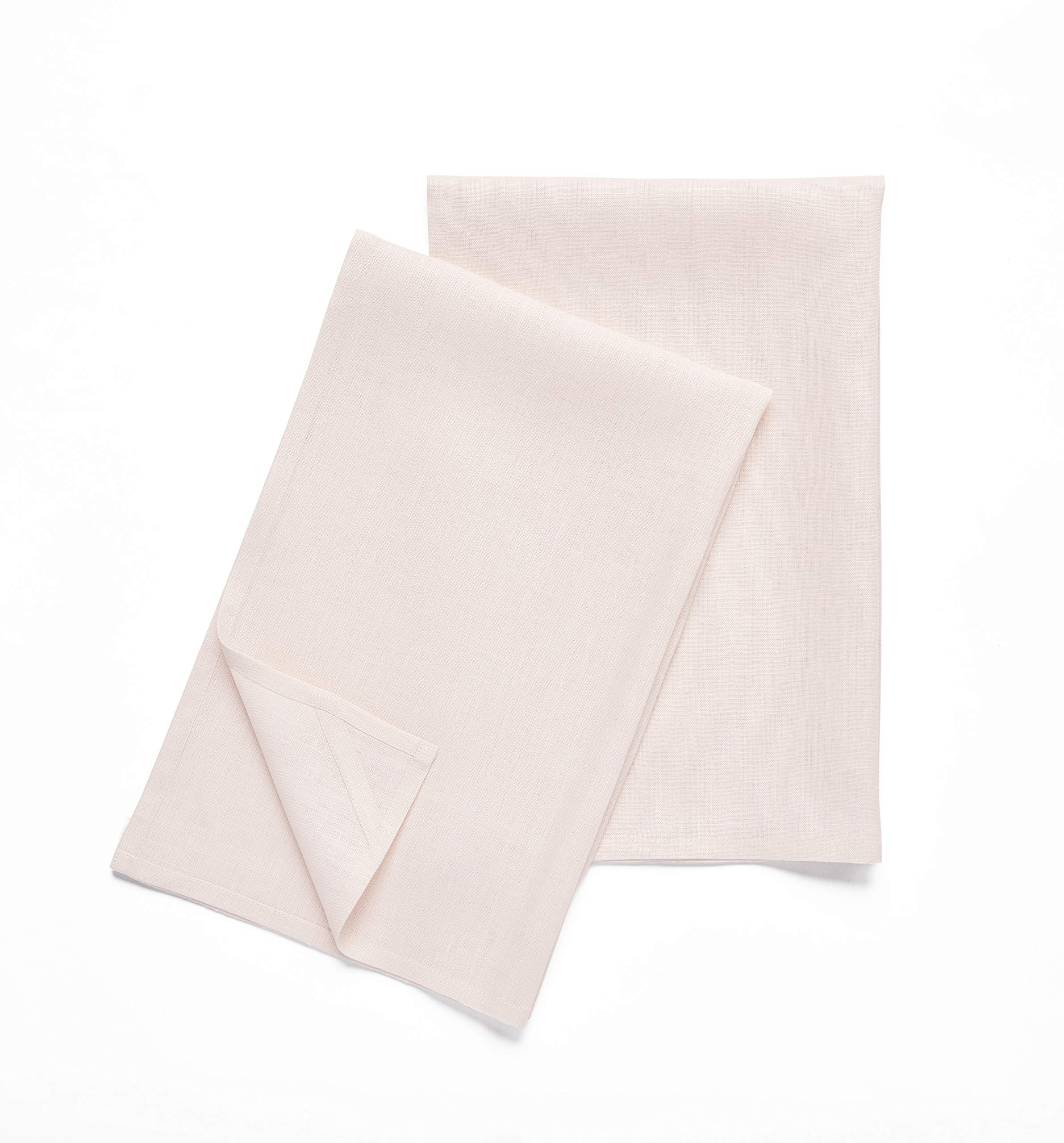 Premium Pink Linen Kitchen Towels Set of 2 - 100% Pure European Flax, 17x26 Inch - Soft Absorbent Dish & Tea Towels for Cooking, Baking, Drying Dishes - Machine Washable Eco-Friendly Handmade Kitchen Linens