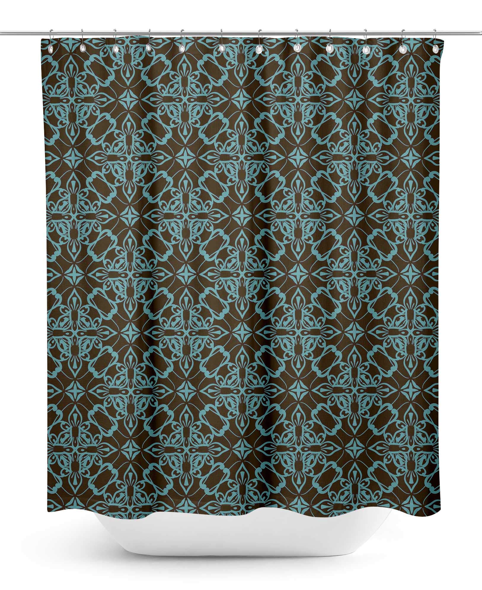Brown Floral Damask Waterproof Shower Curtain 60x84 Inch - Bathroom Decor for Vintage & Modern Homes | Resistant Fabric for Daily Use & Spa Days