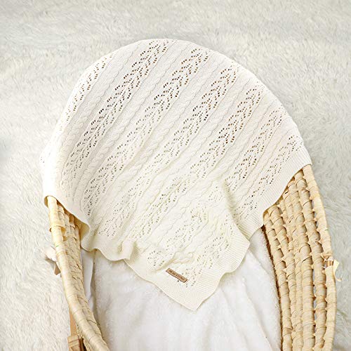 **LAWKUL 100% Cotton Baby Blanket - Soft & Breathable Waffle Knit Receiving Blanket for Newborns, Infants & Toddlers (40x30 Inches, White) - Perfect for Swaddling, Nursing & Nursery Comfort**