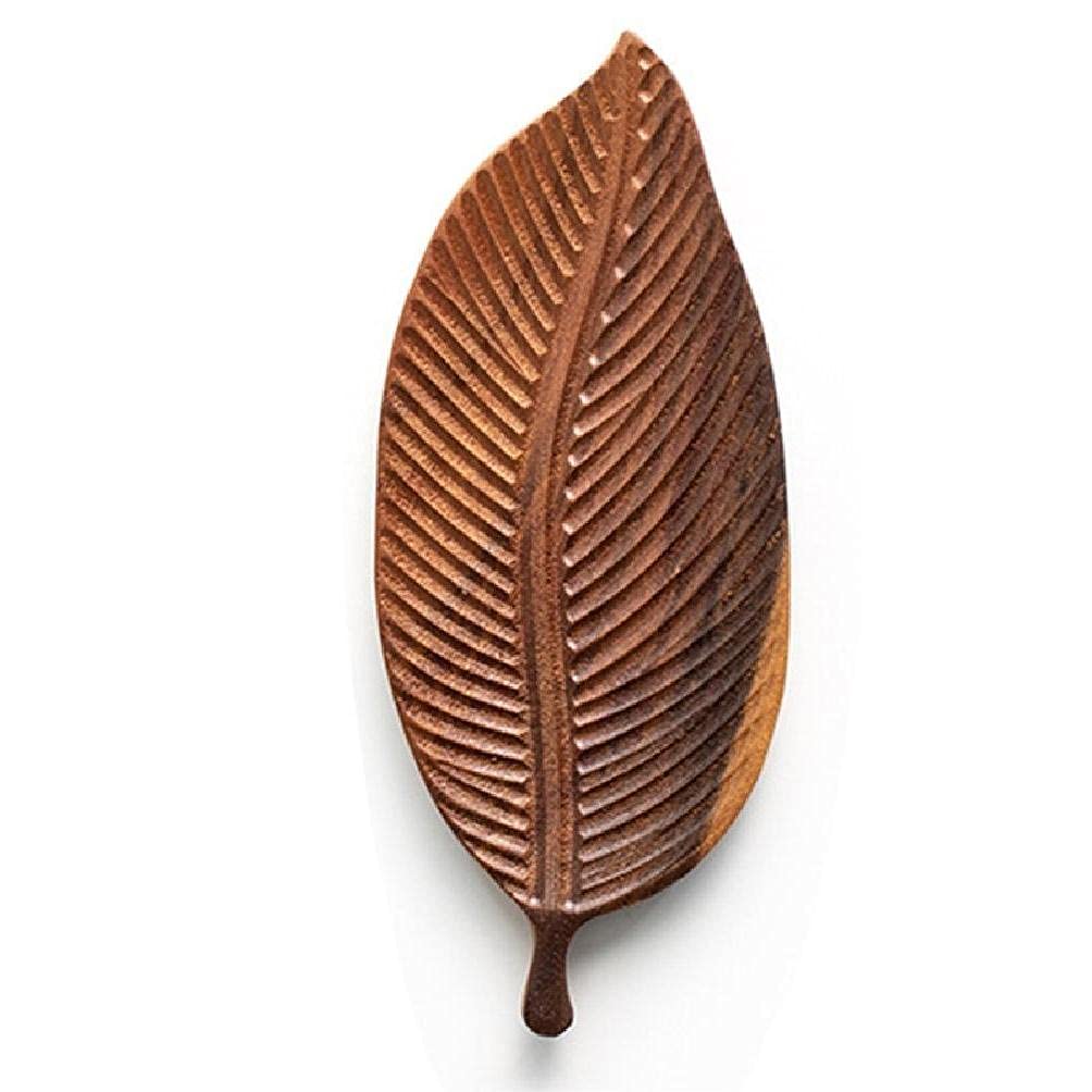 Leaf-Shaped Wood Serving Tray - Handmade Wooden Kitchen Tray for Desserts, Bread, Fruits & Snacks | Perfect for Tea Parties, Breakfast in Bed & Dining Table Display