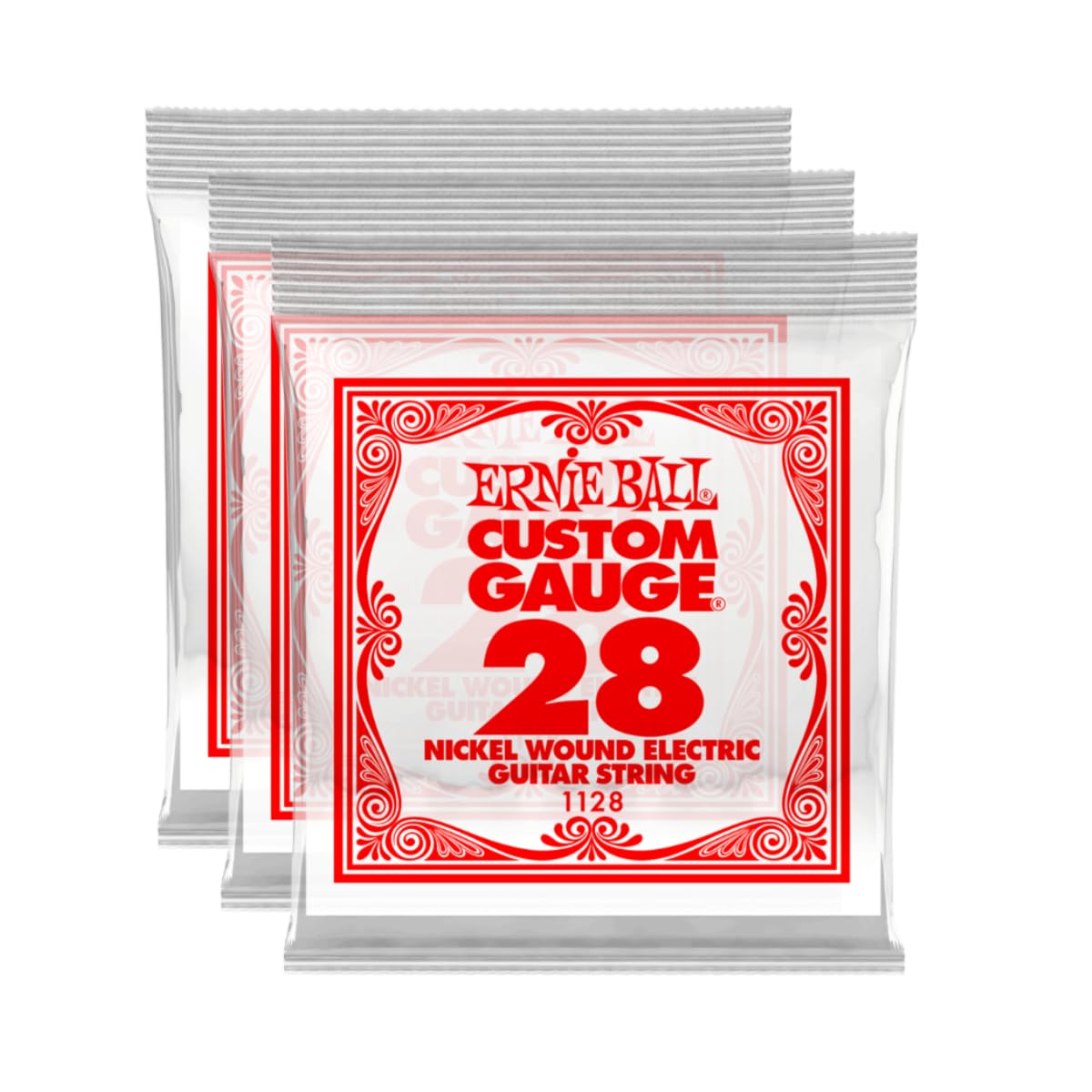 Ernie Ball Nickel Wound Single Guitar Strings 3-Pack .028 Gauge - Premium Electric Guitar Strings for Smooth Playability & Bright Tone - Perfect for Rock, Blues & Jazz Performances