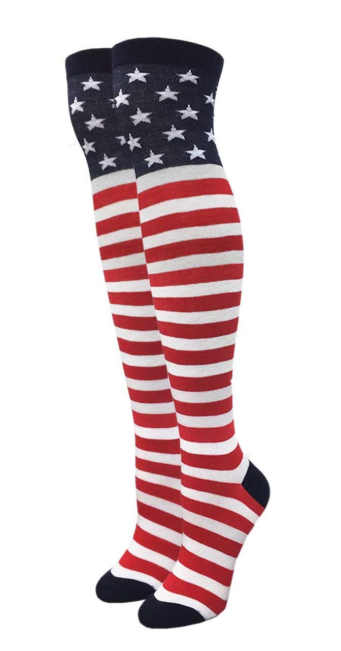 MOXY Socks Oddball American Flag Knee-High Premium Socks - Patriotic Comfort for Everyday Wear & Sports Activities