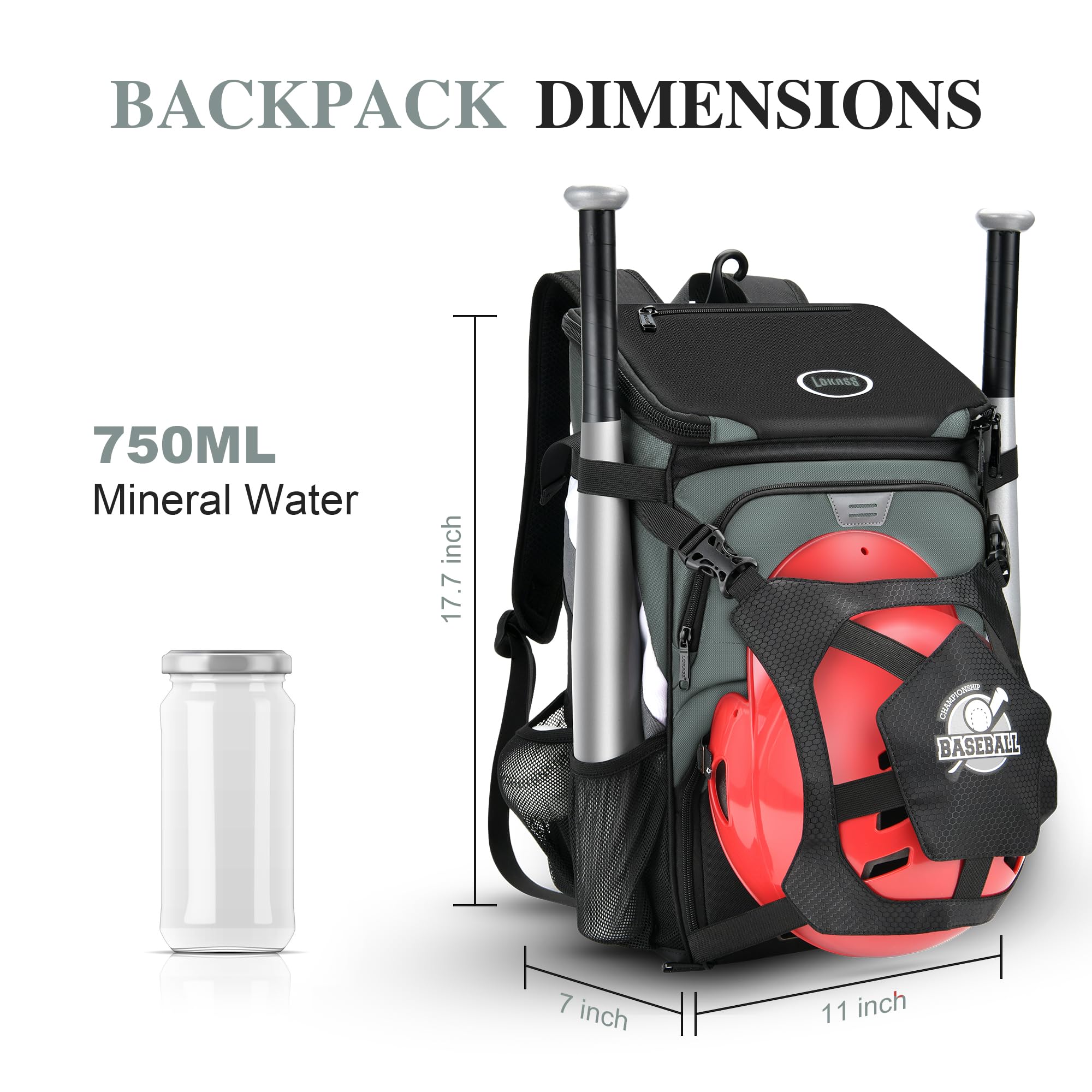 **Large Capacity Lightweight Baseball Backpack for Adults & Youth - Waterproof Softball Bag with Shoe Compartment, Fence Hook & Helmet Storage - Perfect for T-Ball, Batting Practice & Game Day Equipment**