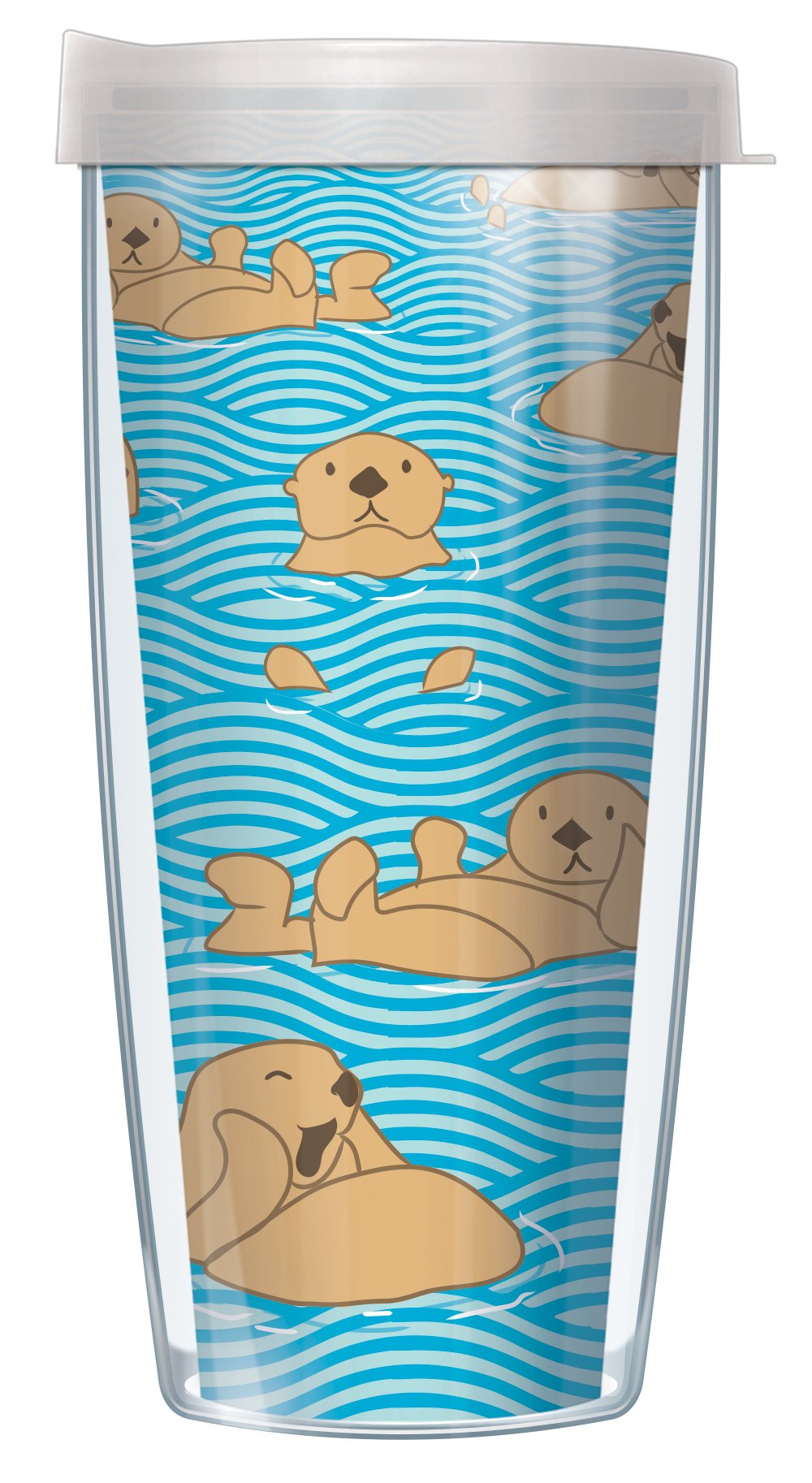16oz Otter Insulated Tumbler with Clear Lid - Leakproof Travel Mug for Coffee, Tea & Cold Drinks - Perfect for Office, Commuting & Outdoor Activities