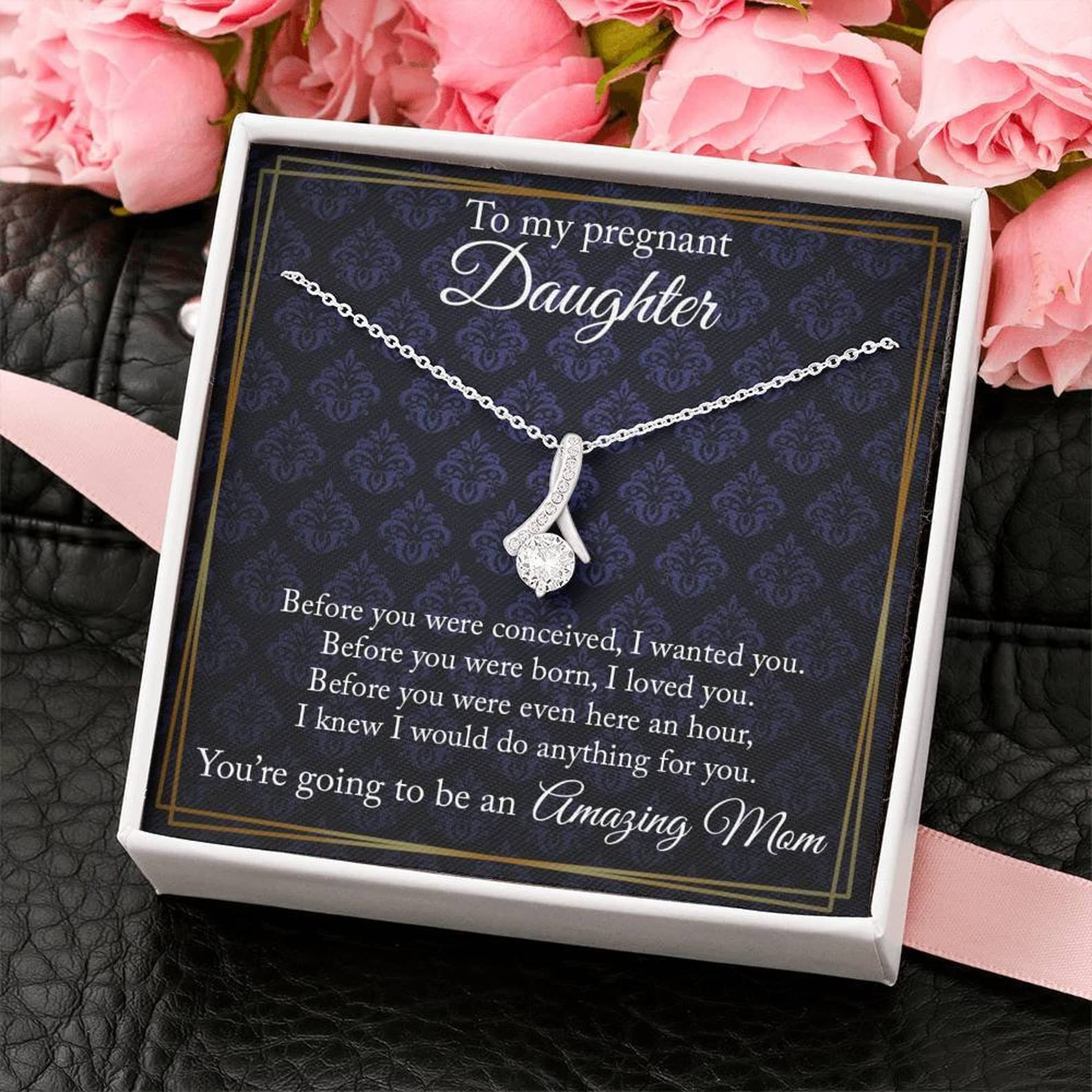 Beautiful Pregnancy Necklace Gift for Daughter - Thoughtful Keepsake with Message Card - Perfect for Baby Showers, Mother's Day & Special Moments