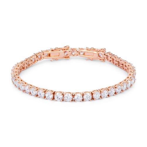 17.6 Carat Rose Gold Tennis Bracelet with Sparkling Round Cubic Zirconia CZ Stones - Elegant Jewelry for Weddings, Parties & Special Occasions
